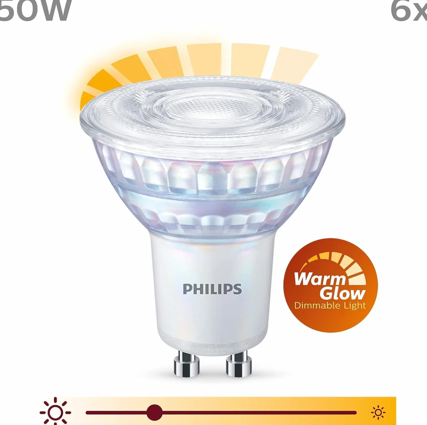 Philips ampoule LED GU10 C90 Blanc chaud Dimmable Verre Lot de 6