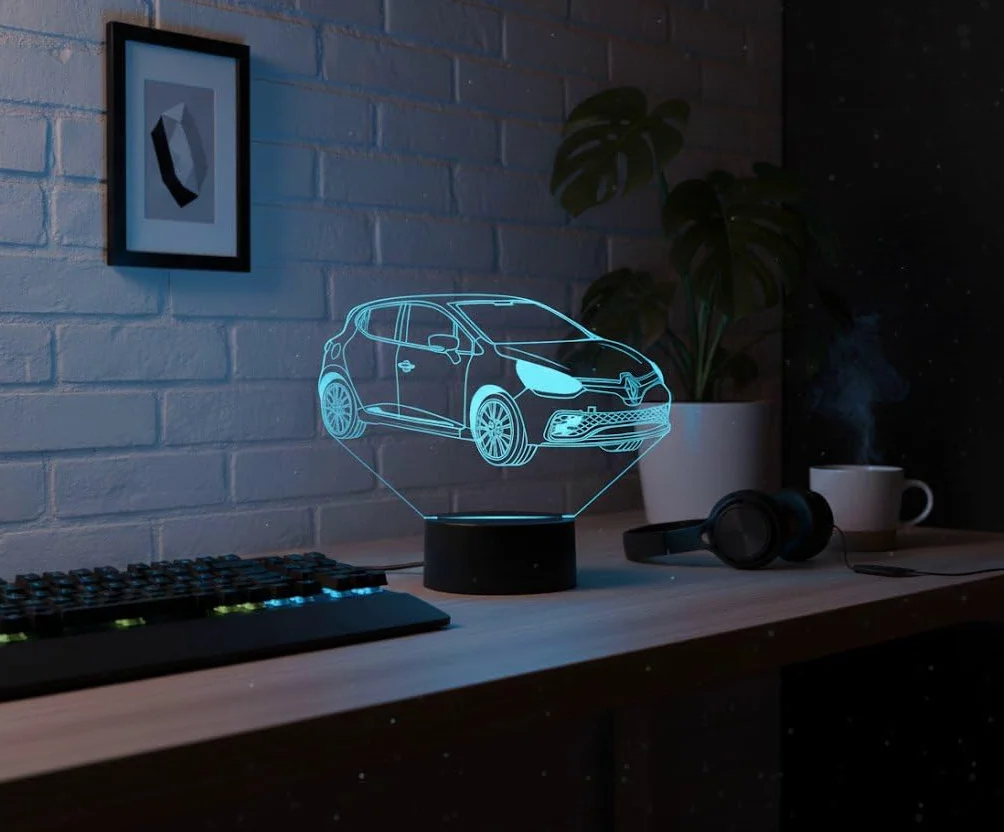 Le Illusion 3D Renault Clio 4 RS Veilleuse LED 16 Couleurs 4 Modes Télécommande Made in France