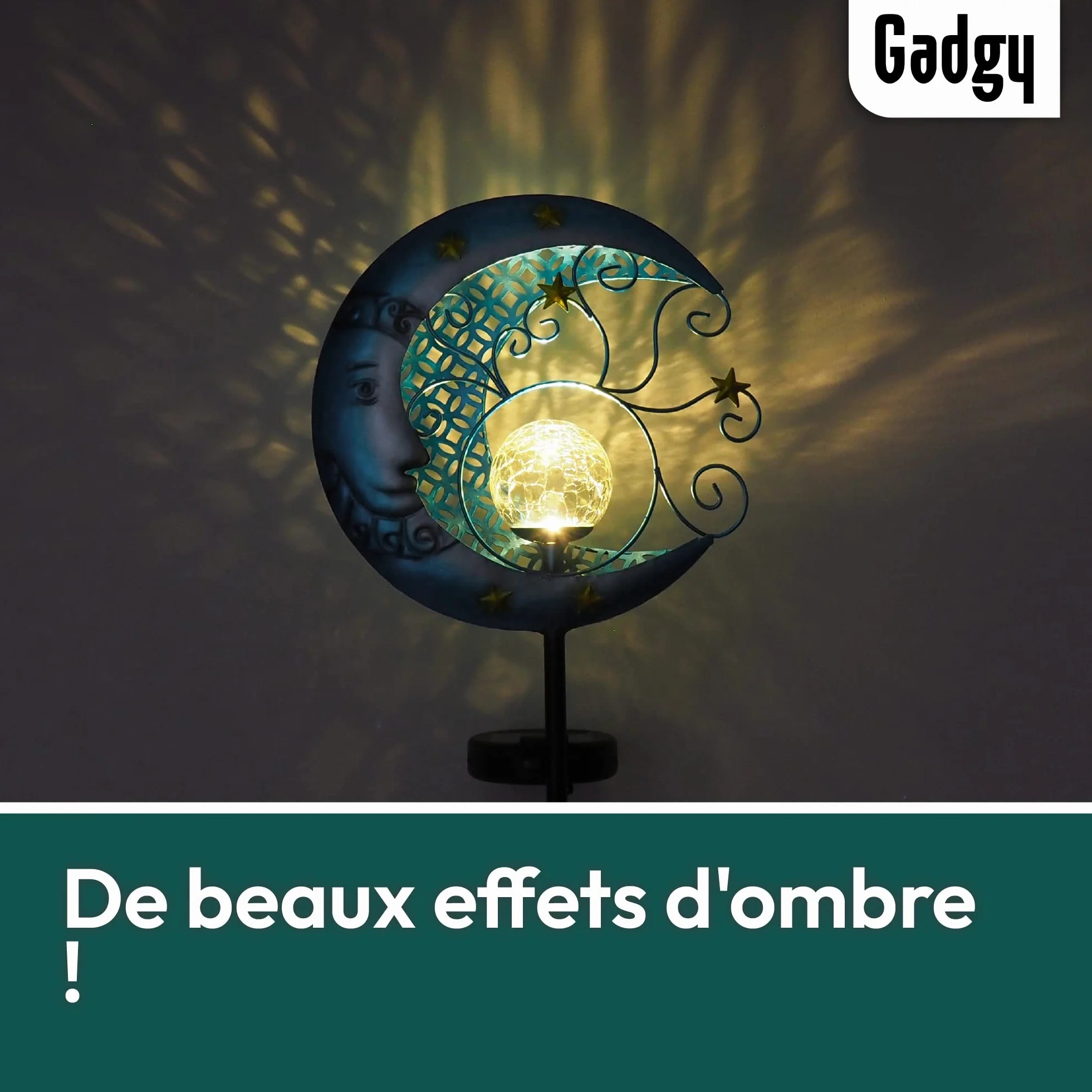 Lampes Solaires de Jardin Extérieur LED Imperméable en Forme de Lune
