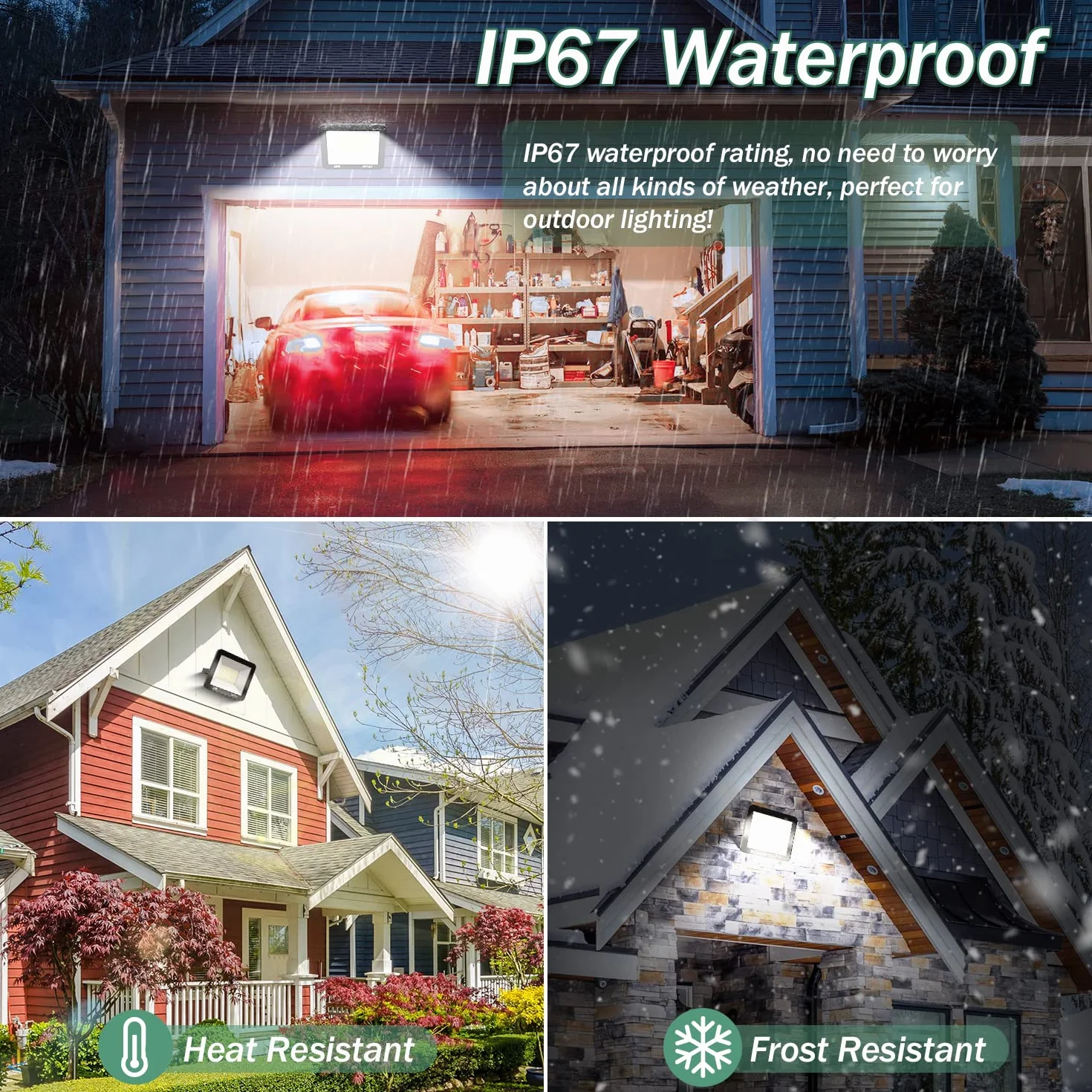 Projecteur LED Exterieur 50W IP67 Imperméable 5000LM 7000K Blanc Froid Eclairage de Sécurité