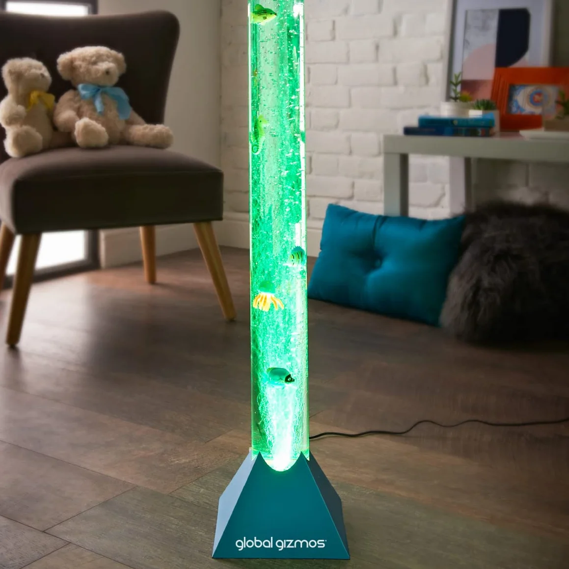 Global Gizmos 45169 Large Sea Creature Jellyfish Seahorse Bubble Lamp Metallic Blue 90cm