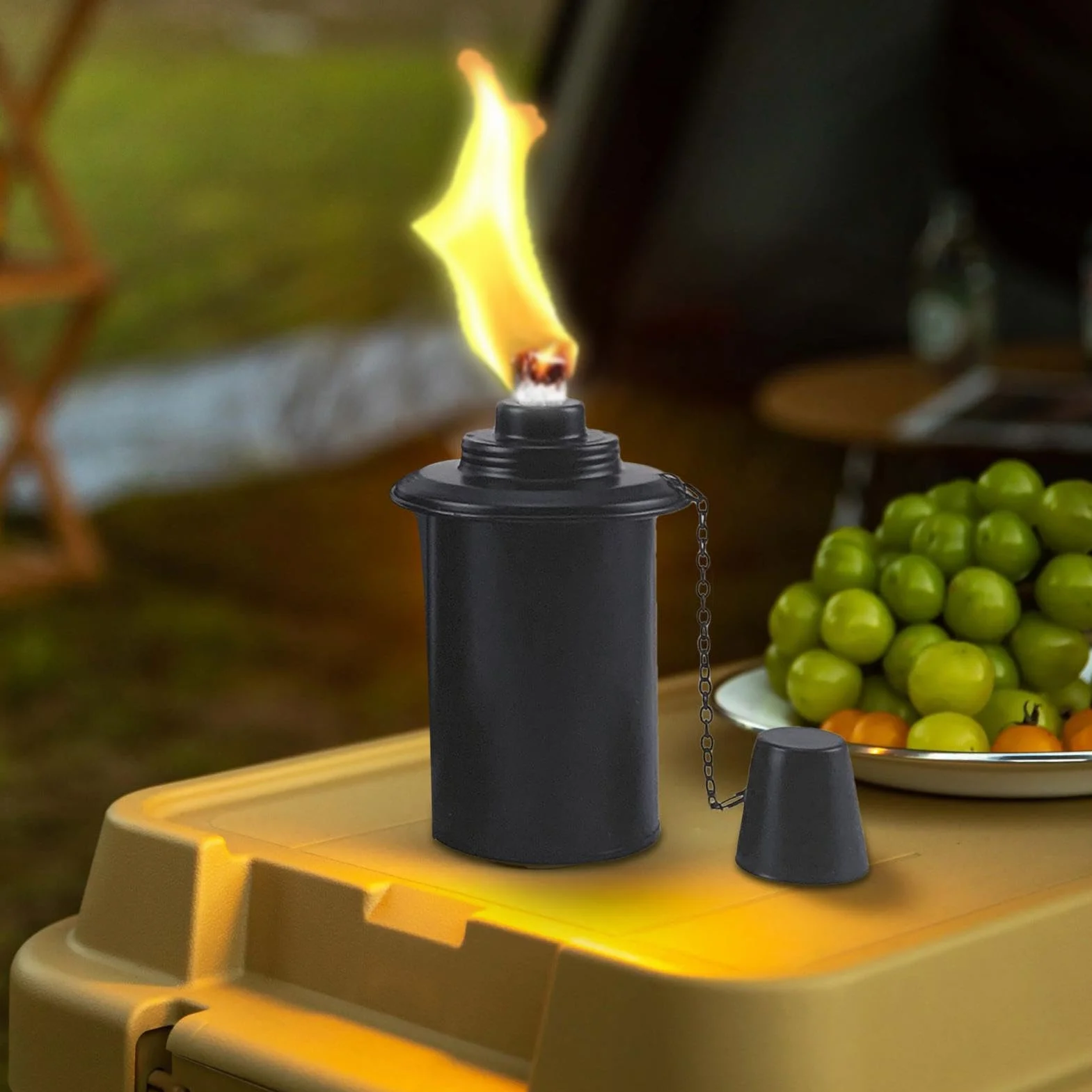 Lot de 4 Cartouches de Torche Rechargeables avec Couvercle en Métal, Torche à la Citronnelle pour Jardin