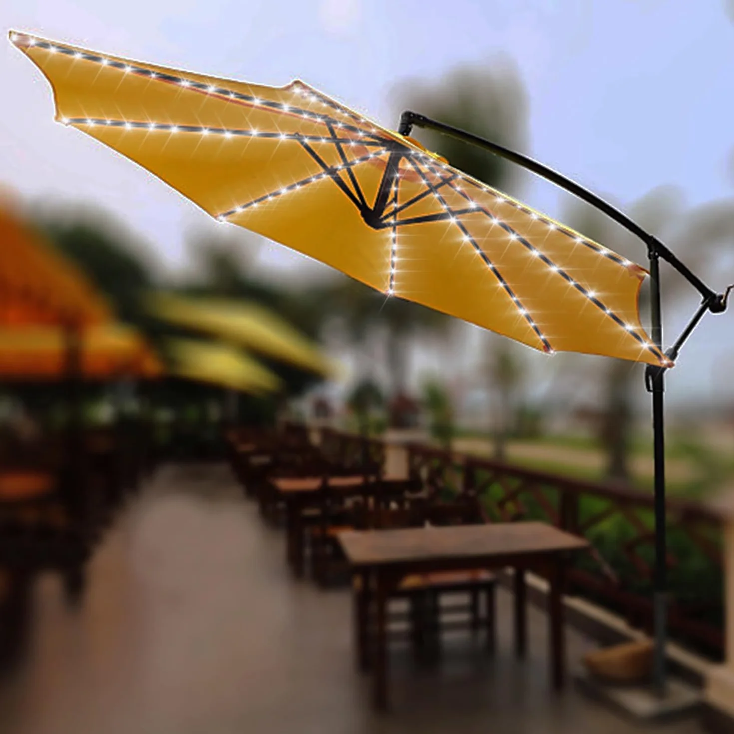 KINGCOO Éclairage à DEL pour parasol de terrasse, solaire étanche 104, 8 modes avec télécommande