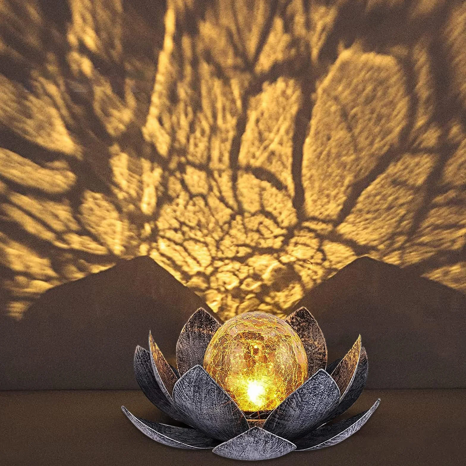 Funmo Lampe Solaire Exterieur Lotus IP44 Étanche Décoration Jardin