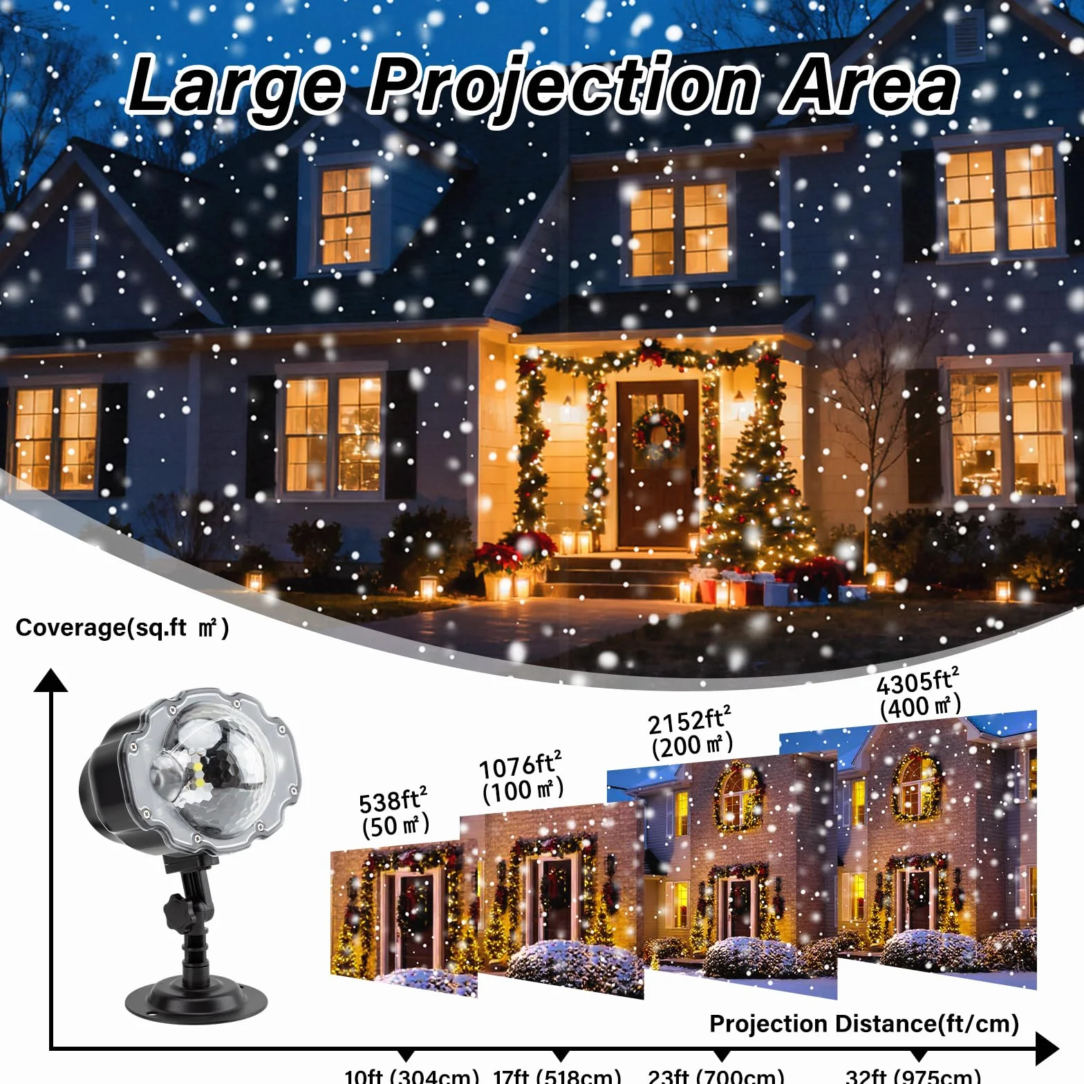 Projecteur de Noël LED chute de neige extérieur étanche télécommande Nouvel An Halloween mariage