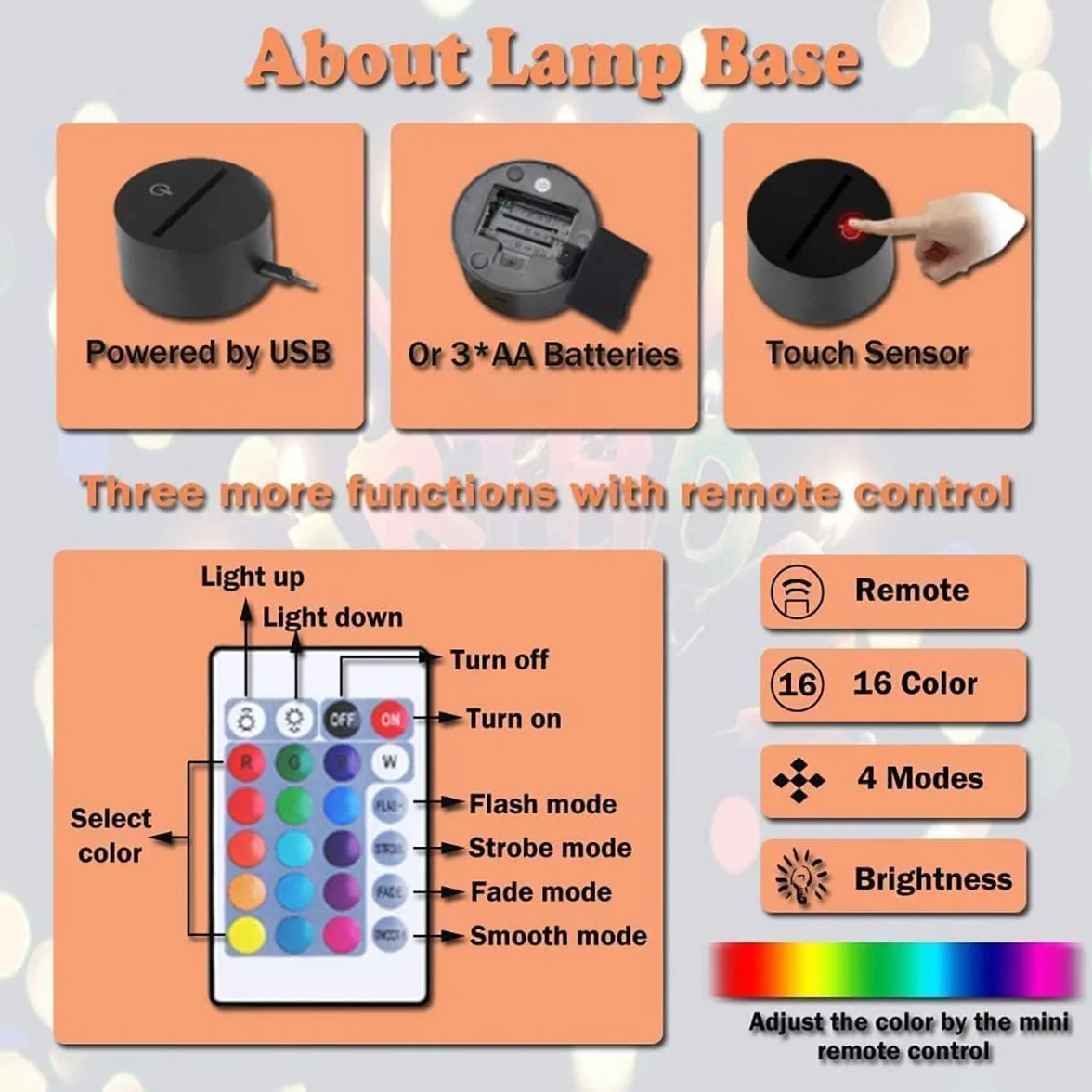 LOUHH Lampe Stitch 3D LED Smart Remote Control 16 Couleurs
