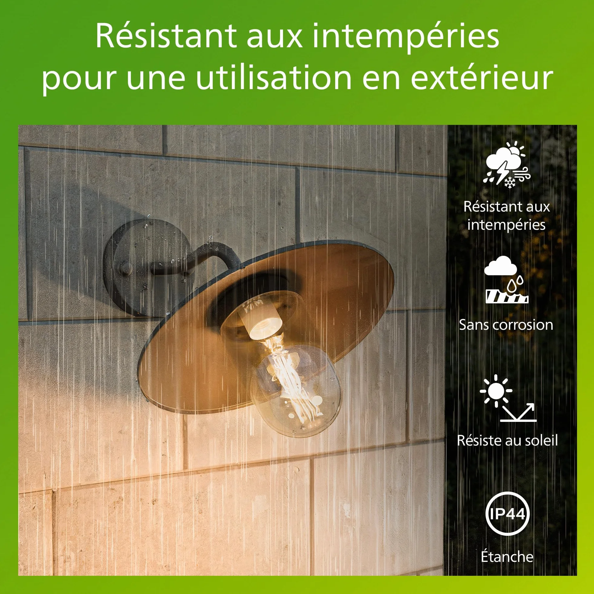 Philips Applique d'extérieur Hammock Noir Verre transparent IP44