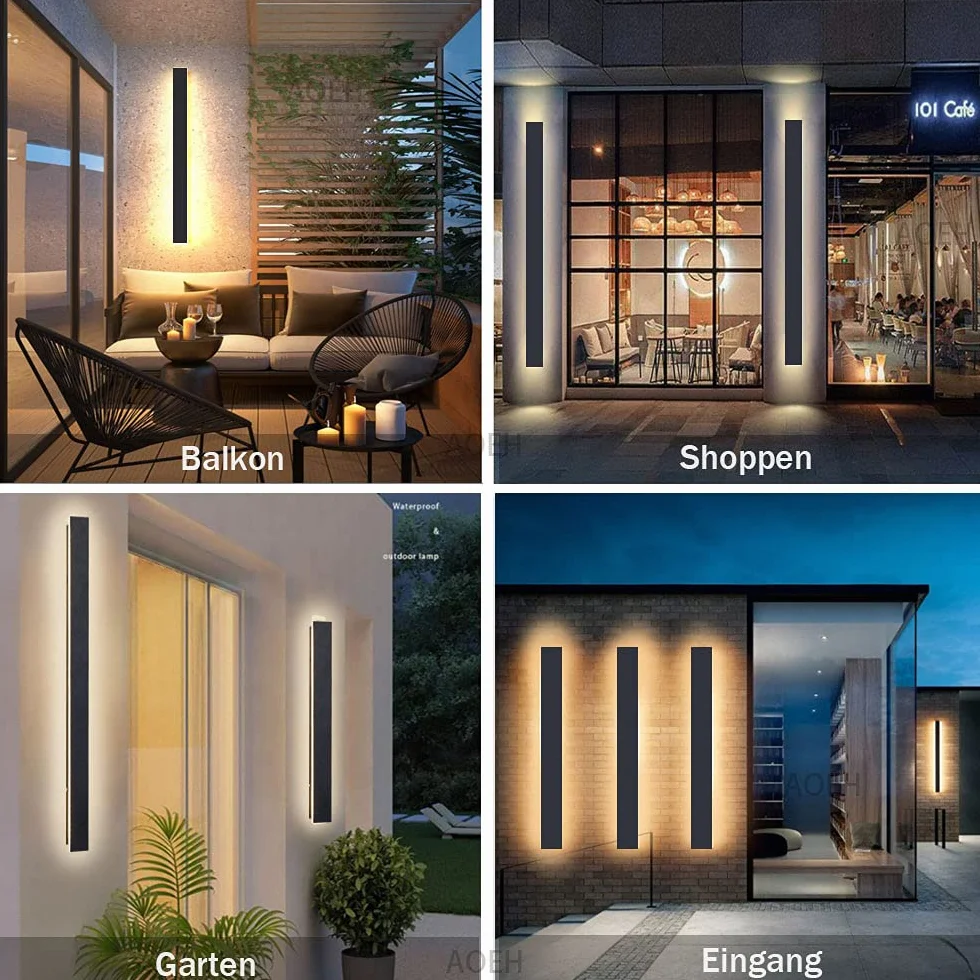 Applique Murale LED Villa Noire Extérieur Aluminium Acrylique IP65 30cm 12w
