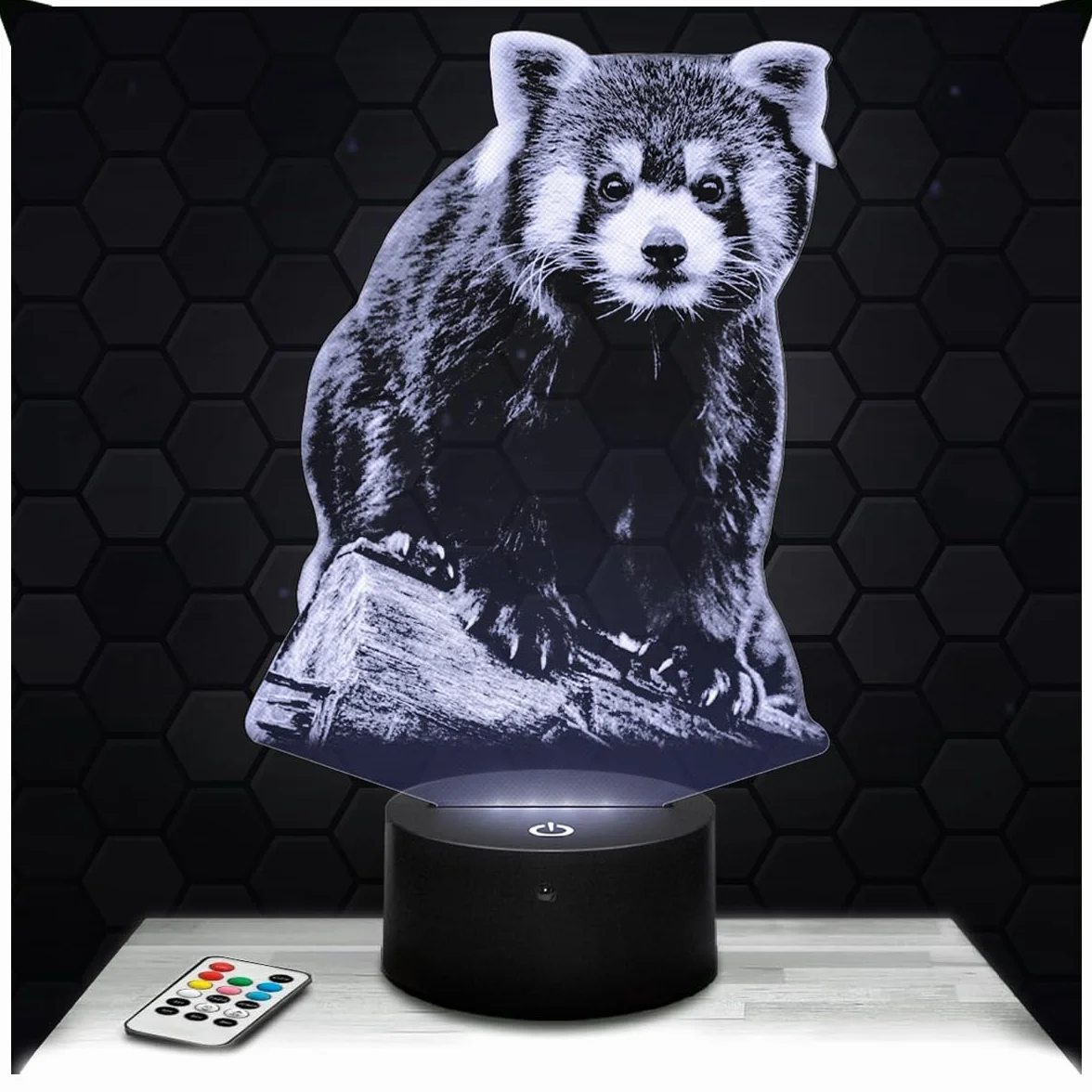 Lampe 3D Panda Roux Décoration Animal Sauvage Asie, Veilleuse Adulte Déco Chambre, Effet Hologramme
