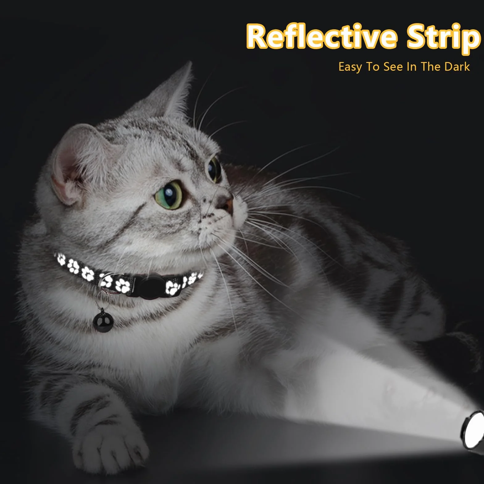 Taglory Collier Chat Anti Étranglement Réfléchissant 2 pcs Réglable 19-32cm Noir