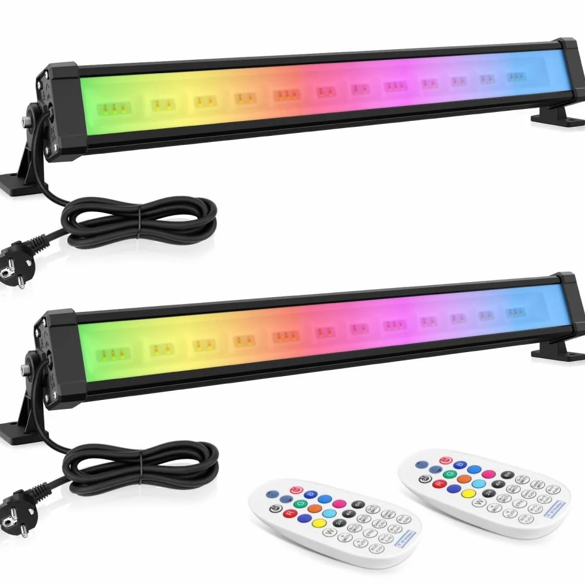 MEIHUA Projecteur LED RGB 42W 2Pack IP66 Étanche 10 Couleurs 30 Modes Luminosité Réglable