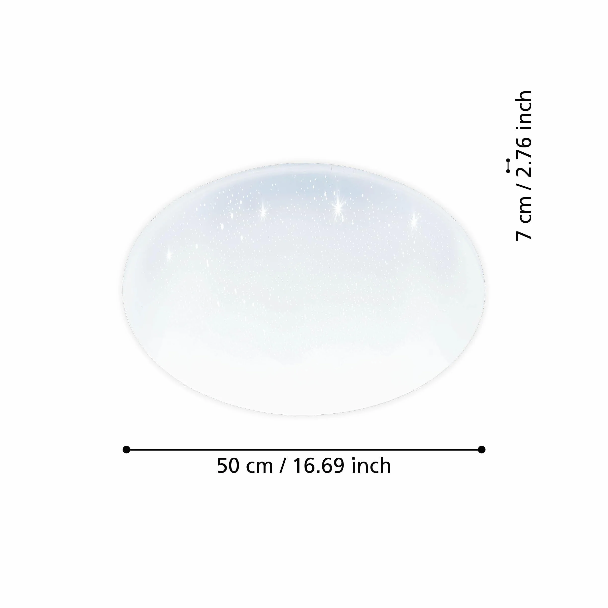 Eglo Plafonnier LED POGLIOLA-S Ø 50 cm, lampe de plafond effet cristal, acier et plastique blanc