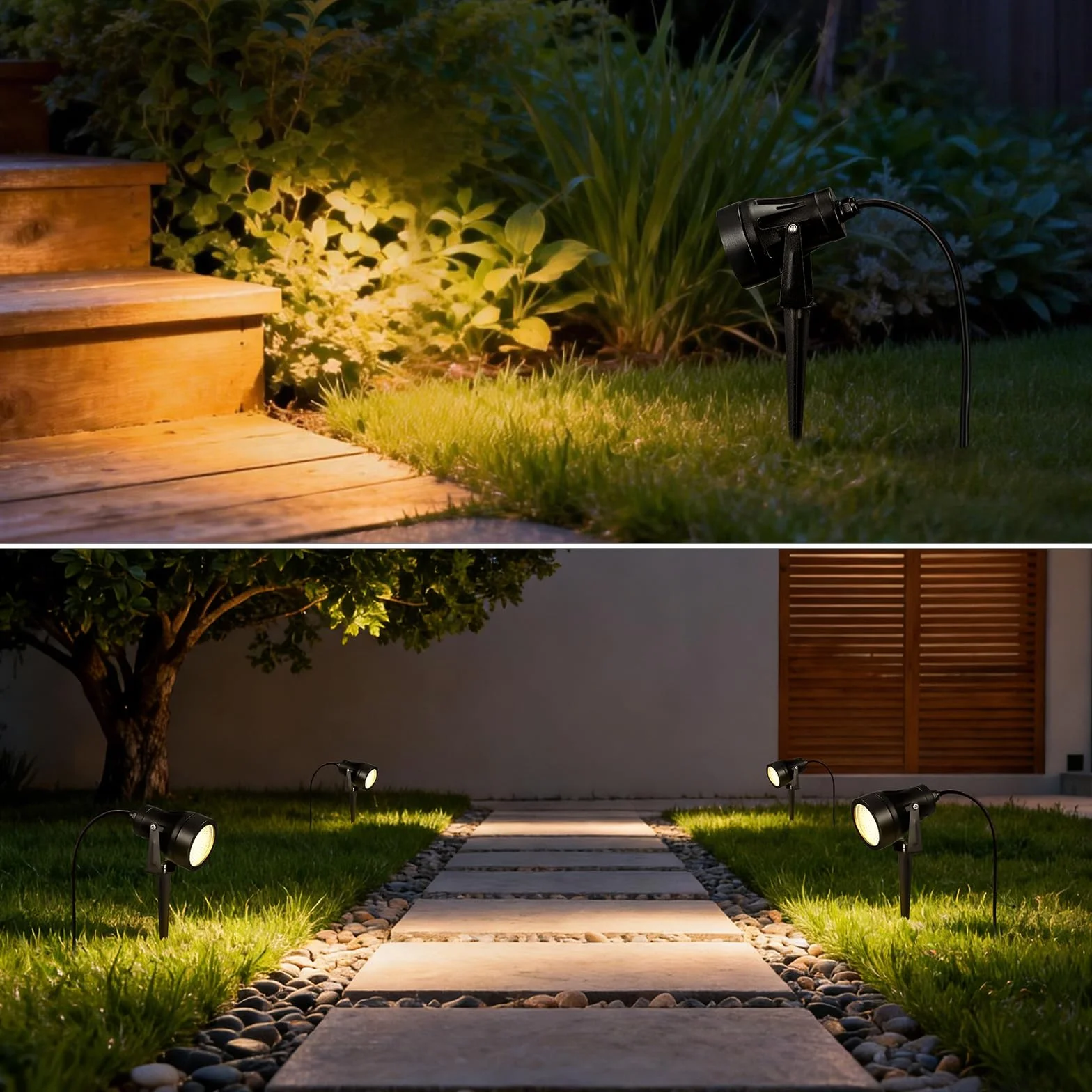 VivaLet Spot LED Extérieur 7W 700LM IP65 3000K Projecteur Jardin avec Piquet de Terre