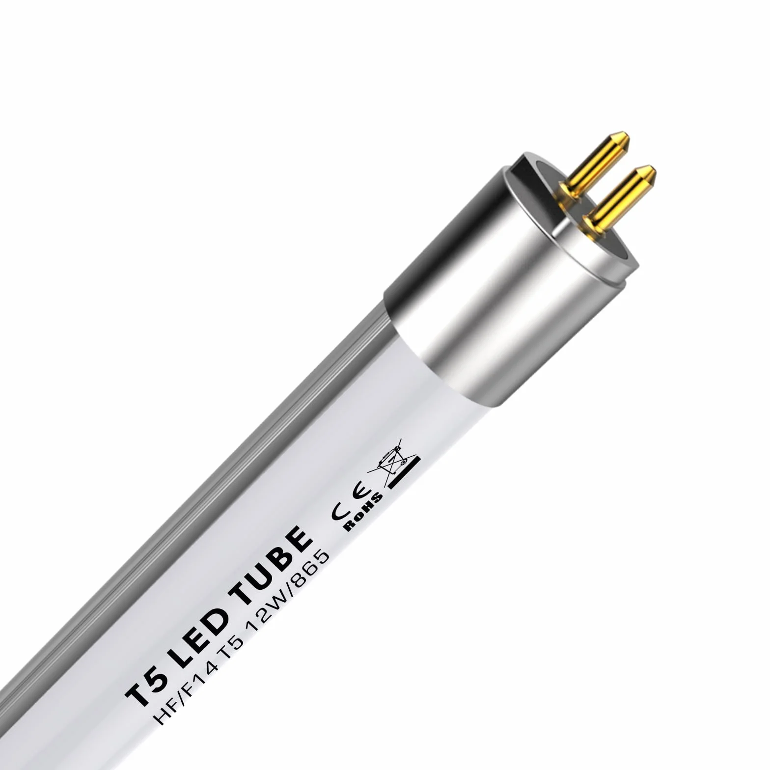 Tube LED T5 54,9cm 12W 1550lm 6500K Remplaçage Fluorescent 30W Compatible EVG G5 Diffusion 140° Anti-Éblouissement
