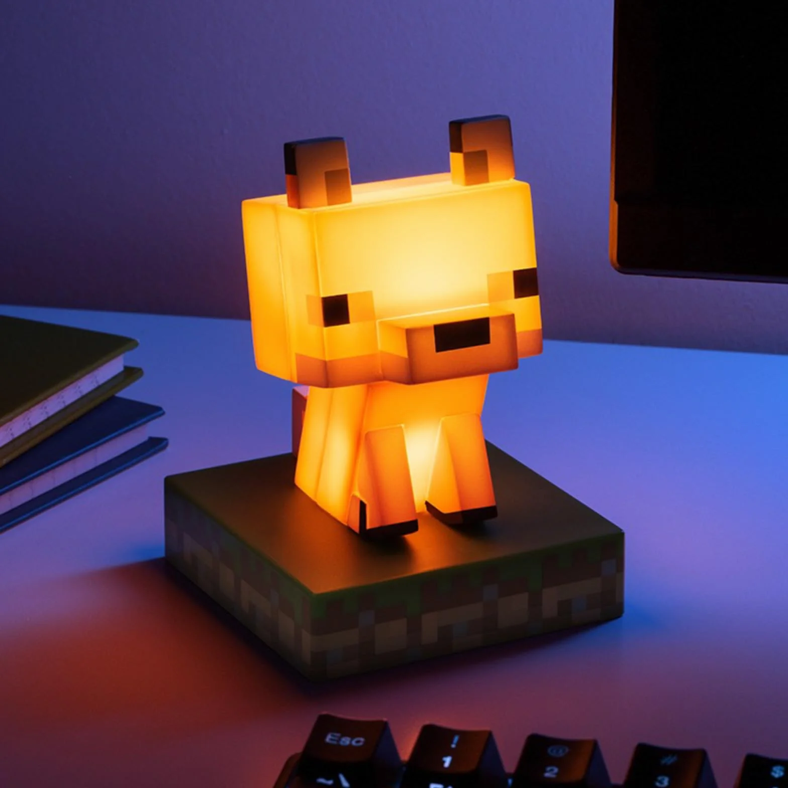 Paladone Minecraft Lampe de bureau sur pied sous licence officielle Renard Décoration veilleuse