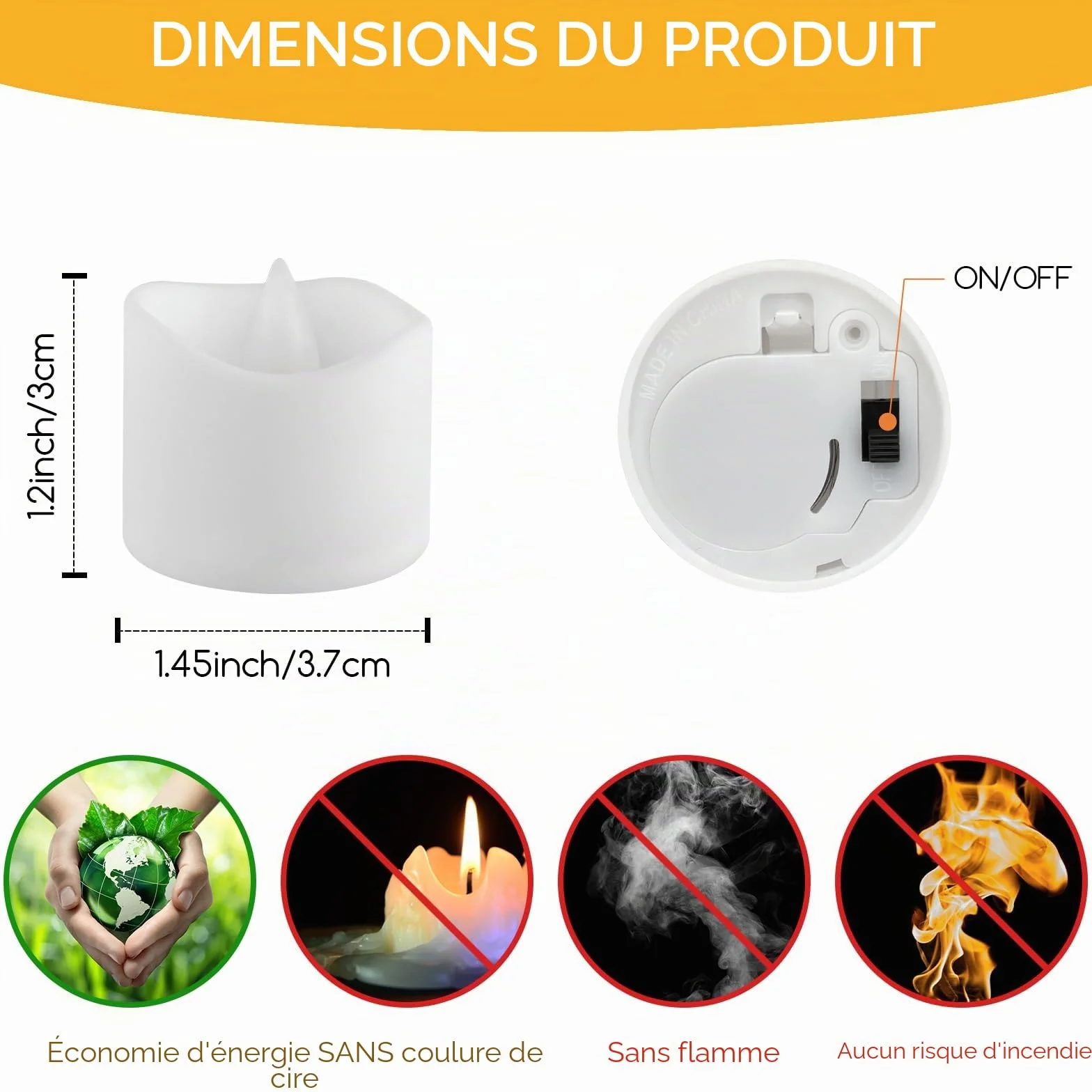 Bougies LED Flamme Vacillante 24 pièces Bougies électriques Chandelles clignotantes Blanc Chaud 3.6x3.4cm