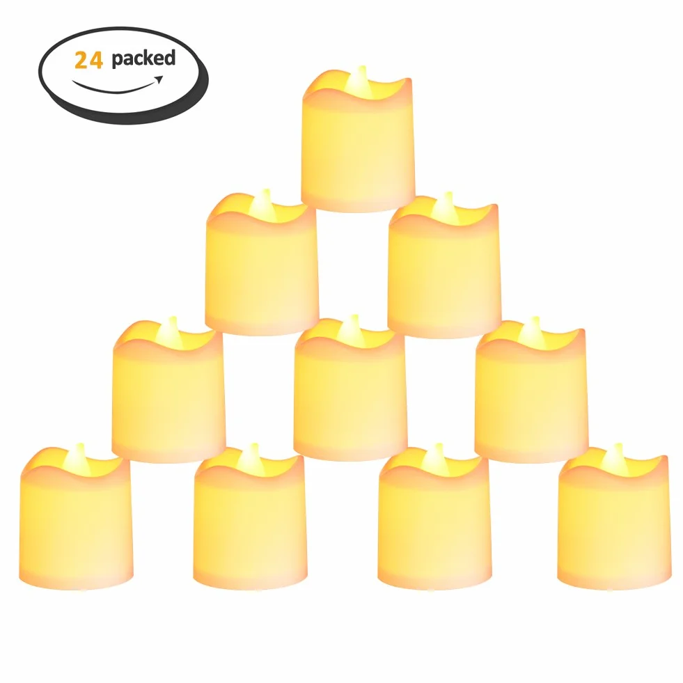 Litake Bougies LED 24 PCS Lumière Vacillante Chauffe-Plat sans Flamme avec Piles Décoration Fête