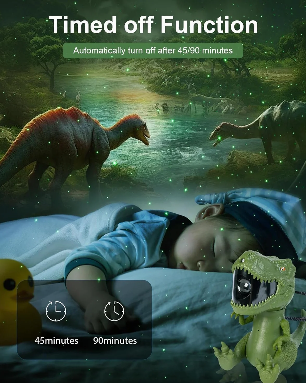 Projecteur Ciel Étoilé Dinosaure Galaxie avec Nébuleuse et Étoile Minuterie Télécommande Angle Réglable Veilleuse