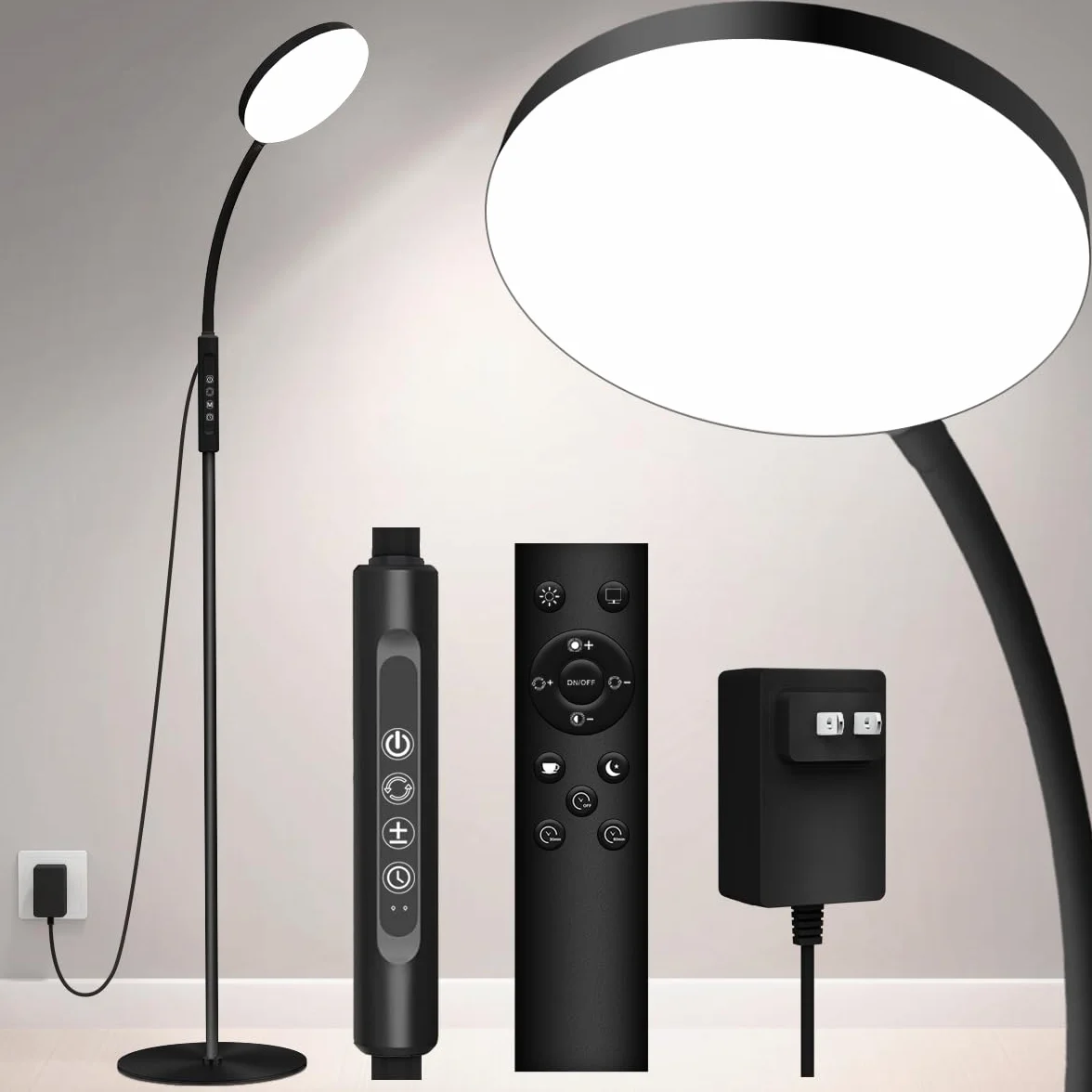 Mojimdo Lampadaire 20000 Lux Lampe à lumière du jour LED flexible intensité variable 5 couleurs 10 niveaux luminosité minuterie