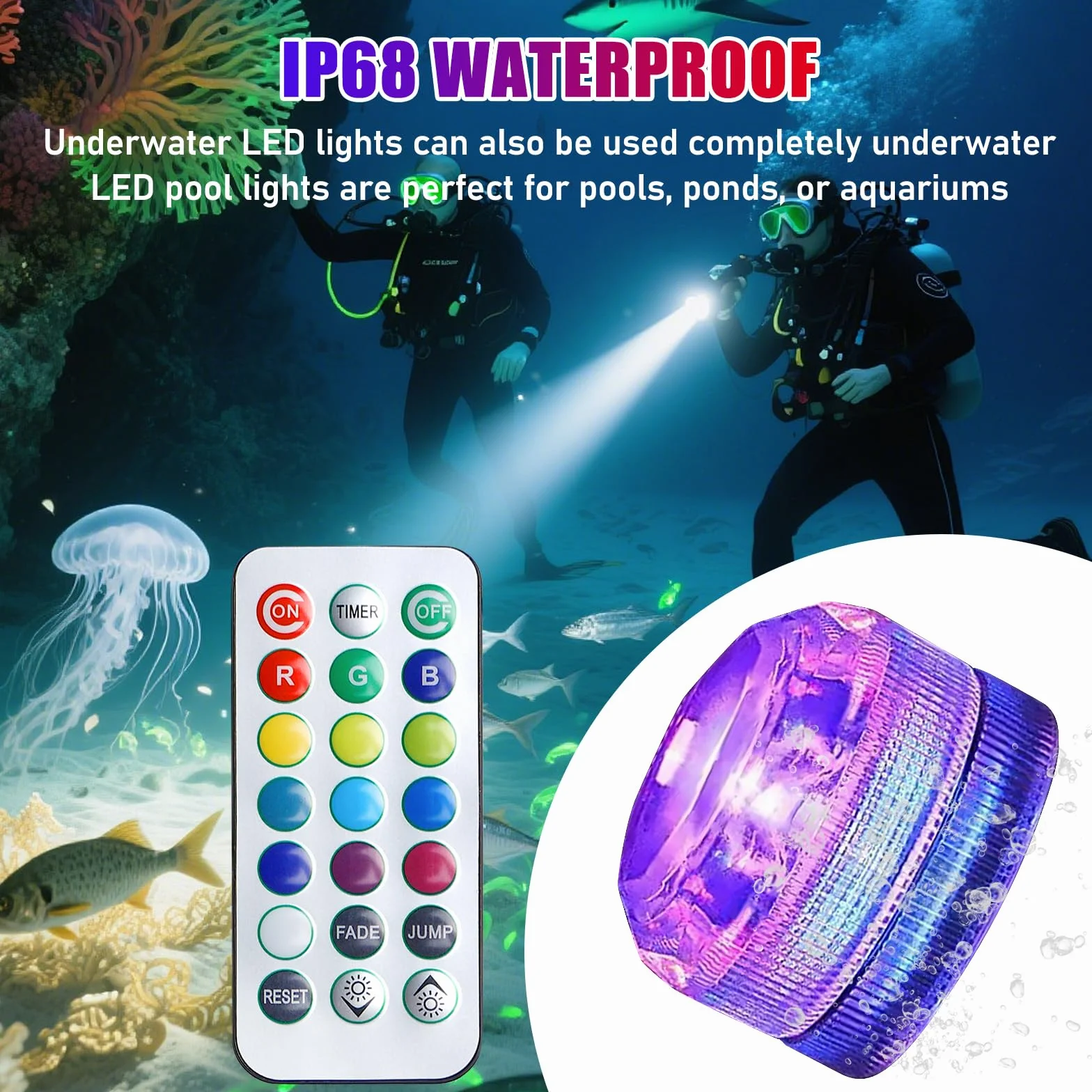 Lot de 12 Mini Lumières LED Submersible RGB Étanche 3,0x3,0x2,2cm pour Piscine Bassin Aquarium