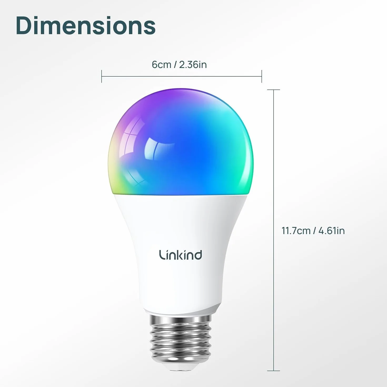 Linkind Ampoule Connectée WiFi LED E27 RGB 1800K-6500K Dimmable 9W 800LM Compatible Alexa Google Home 4 PCS
