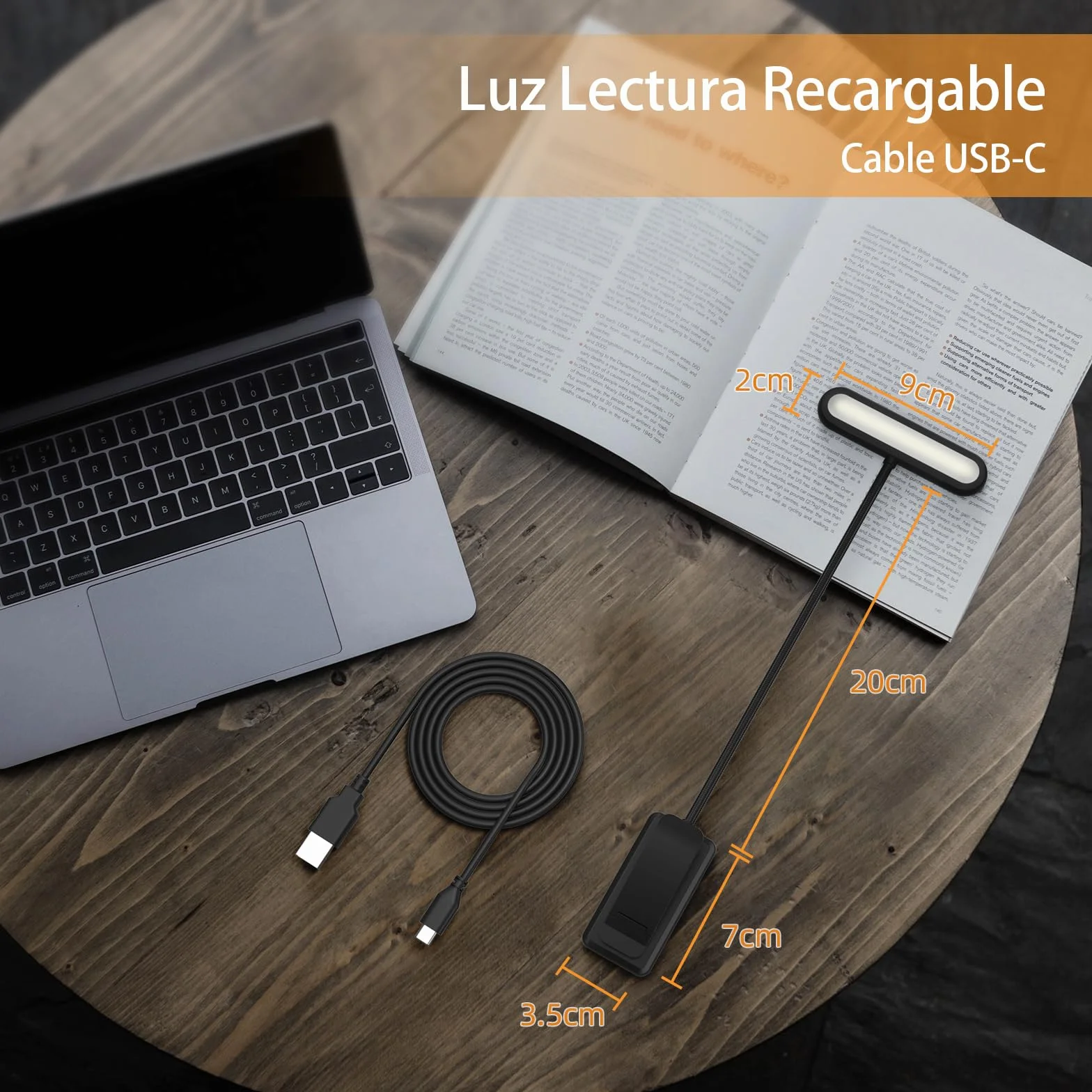 iFalarila Lampe de Lecture Rechargeable avec Câble Type-C, Liseuse Lampe Clip 3 Couleurs 10 Luminosités Mini Veilleuse Flexible Col de Cygne Pince