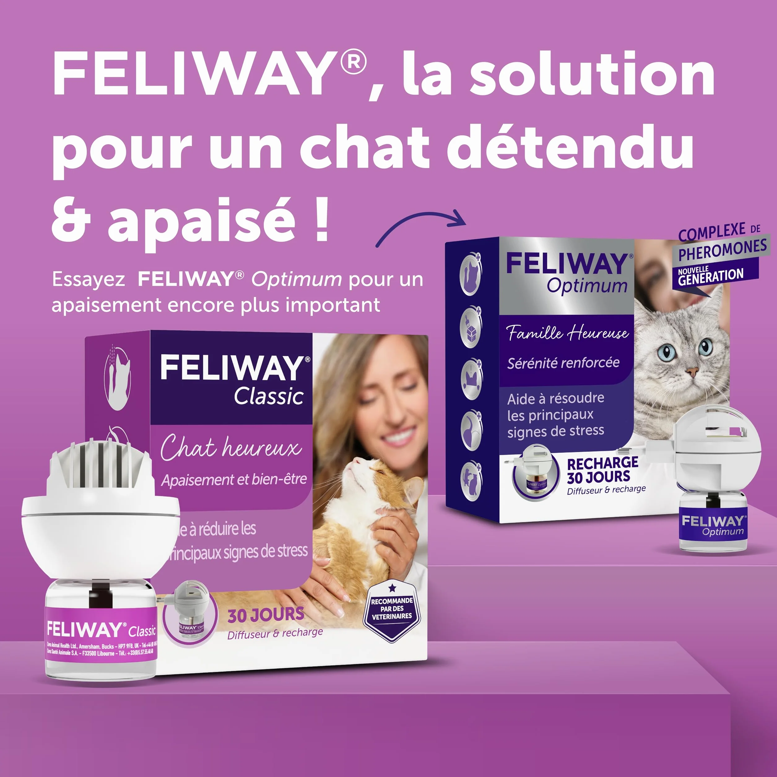 FELIWAY Classic 30 Jours Diffuseur de Phéromones Apaisantes pour Chats + Recharge 48 ml