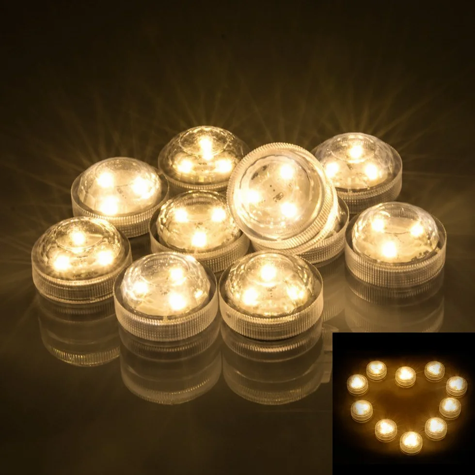 Bougies LED Vacillante Sans Flamme Lampes sous-marines LED Éclairage Submersible Blanc Chaud 12pcs