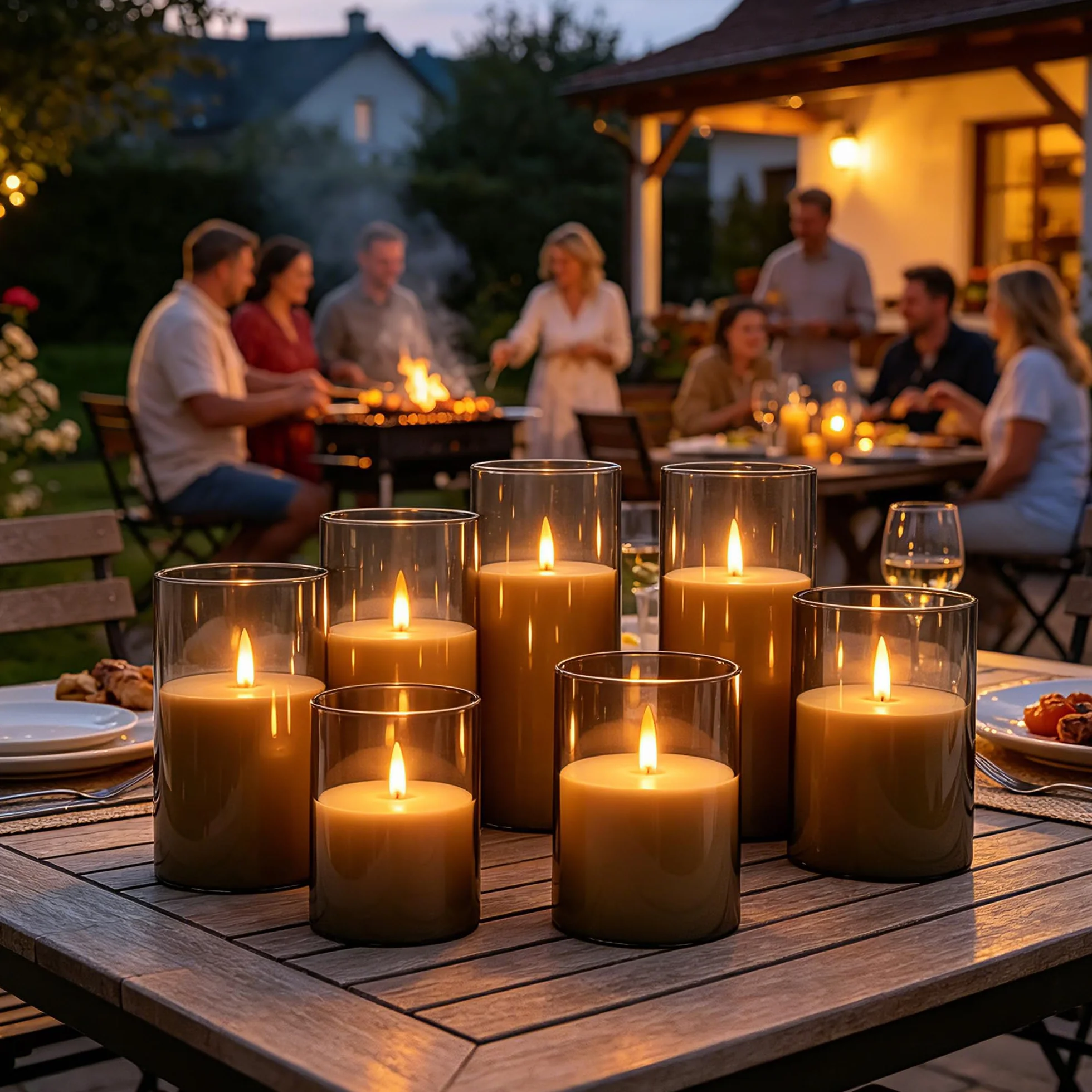 Bougies LED Rechargeables 1800mAh, Bougies à Scintillement Sans Flamme avec Télécommande, Coque Transparente Gris Foncé