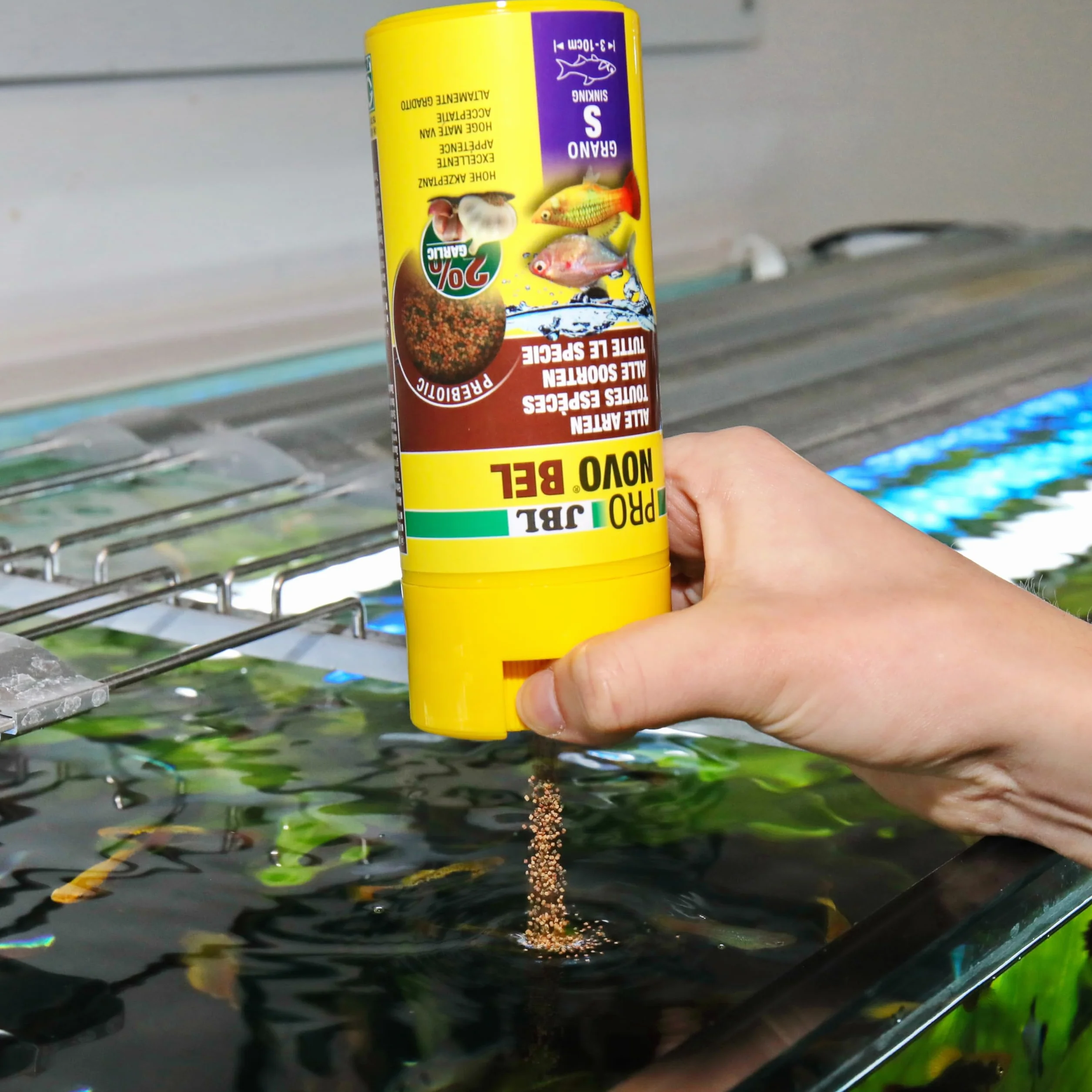 JBL PRONOVO BEL GRANO Aliment Base Poissons Aquarium 3-10 cm Granulés Doseur clic taille S 250 ml