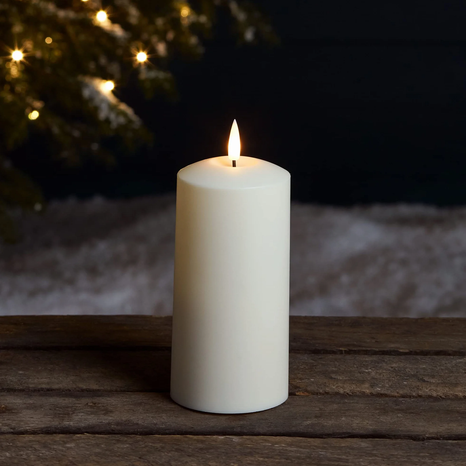 Lights4fun Grande Bougie TruGlow® LED Blanc Chaud 15 cm Extérieur Piles