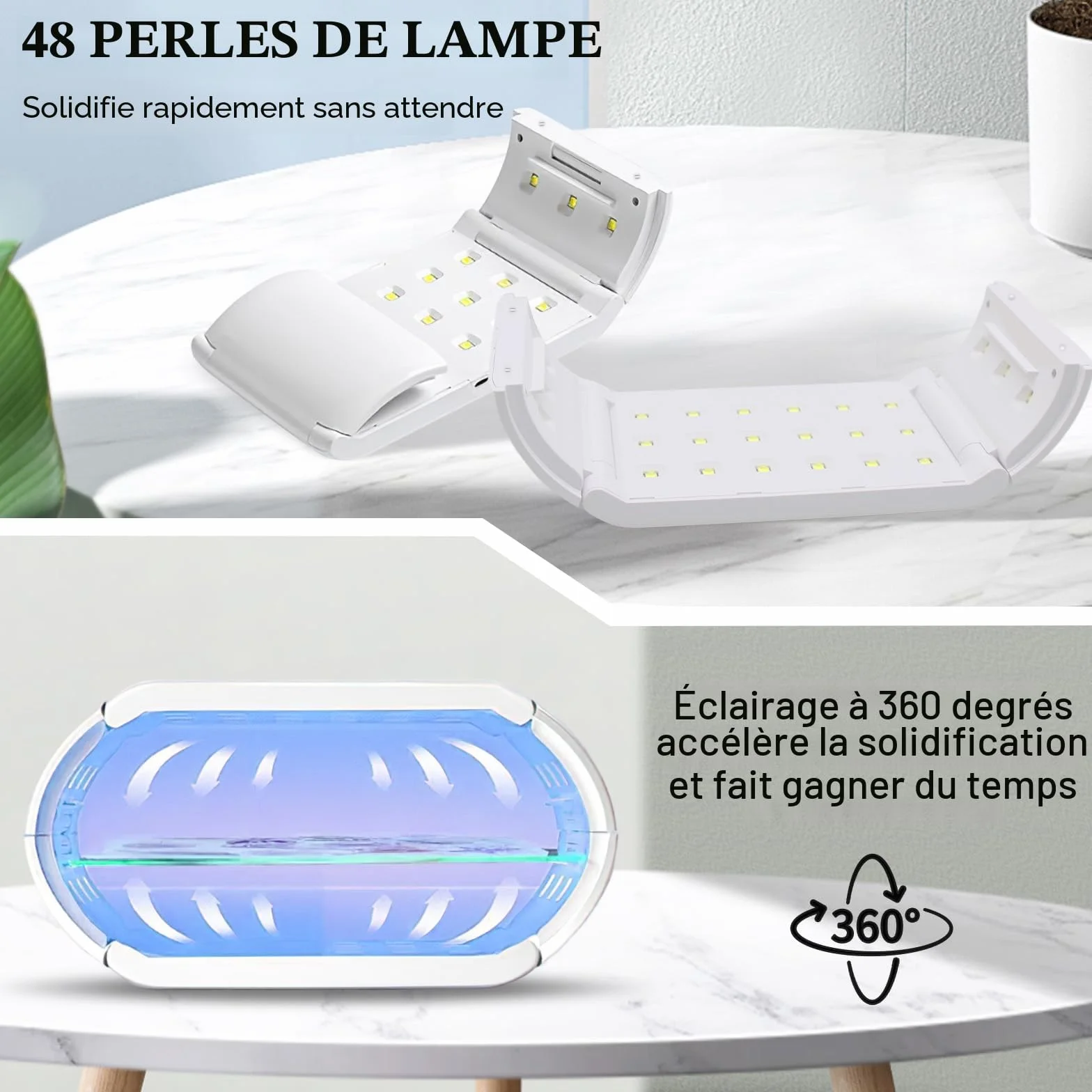 Lampe à Résines UV Double Face Lumière 48W Pliable pour Résine à Séchage Rapide avec Affichage LED