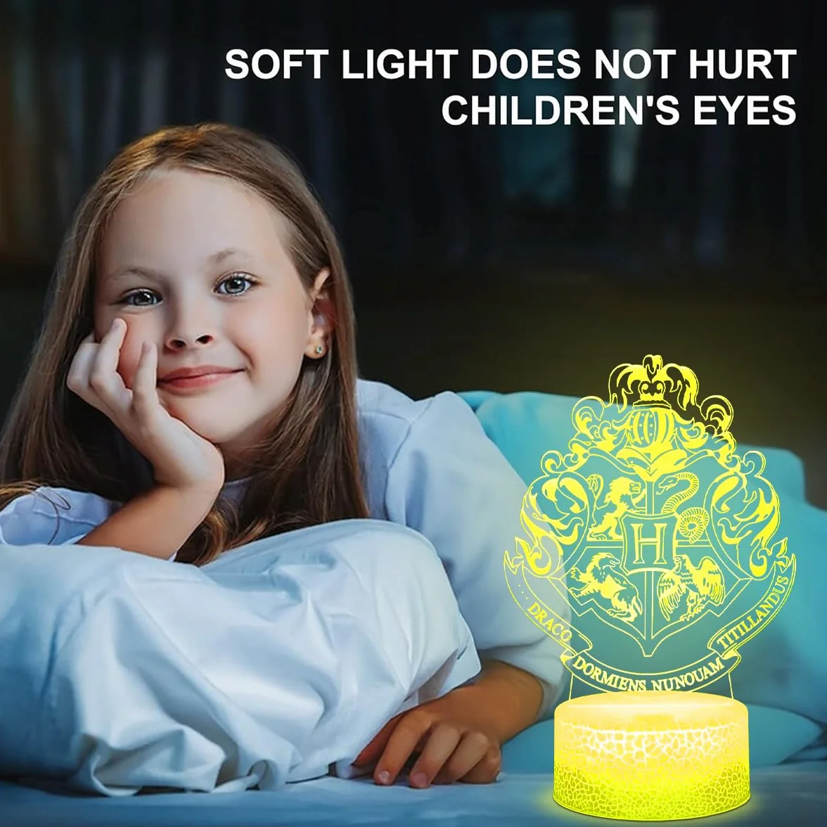 Ha-rry Veilleuse 3D Illusion LED Lampe, Anime 3D LED Nachtlicht, Veilleuse Tridimensionnelle à 7 Couleurs, Réglage Progressif, Cadeau Enfants