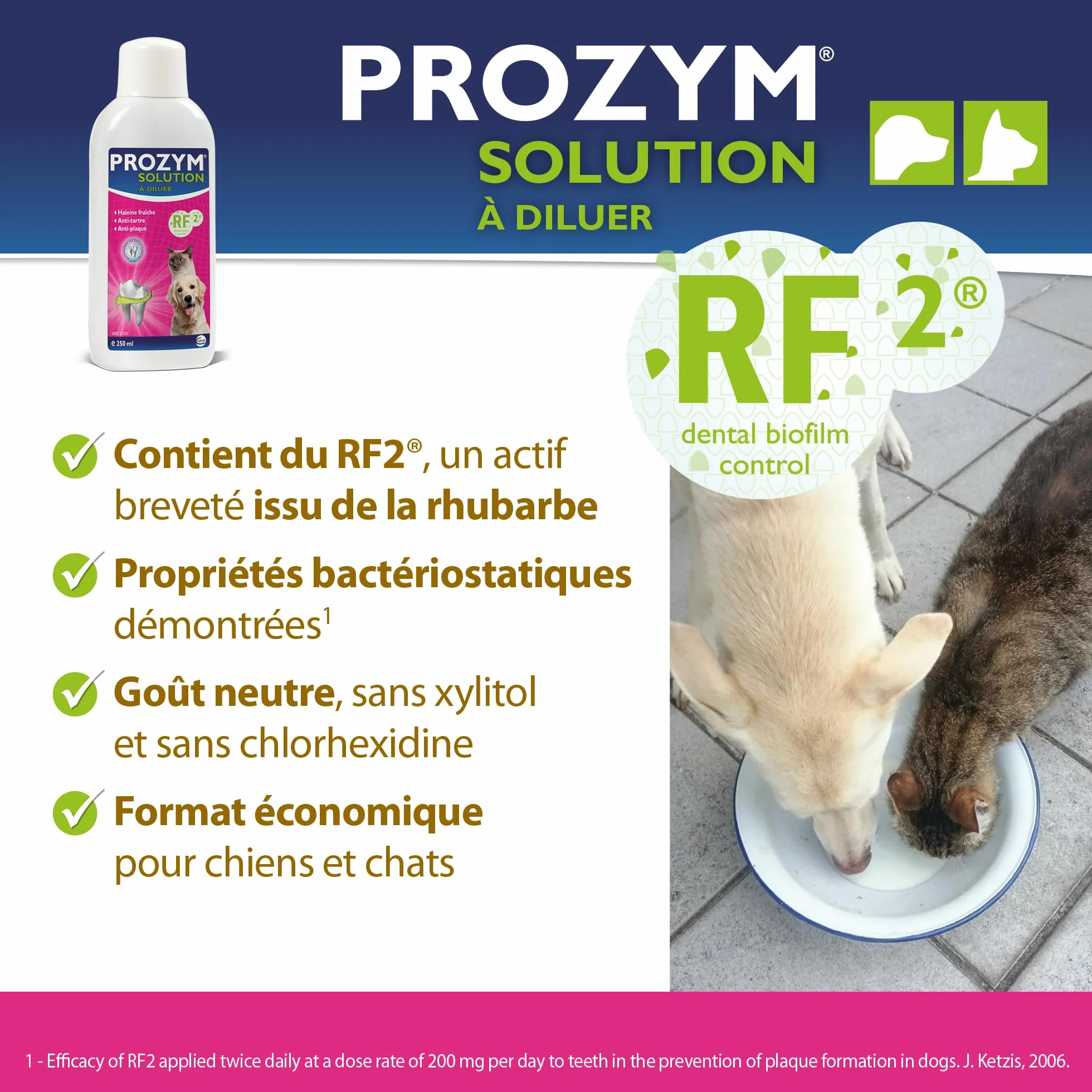 Prozym Solution Dentaire Chiens Chats Anti-tartre Haleine fraîche