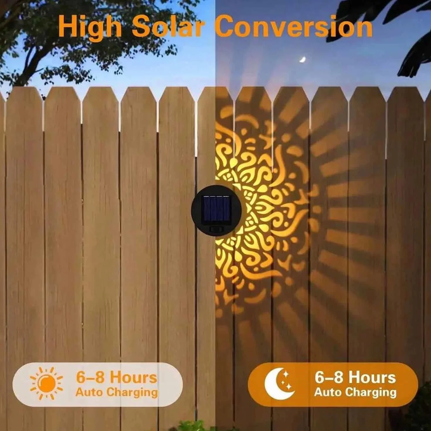 Lampes Solaires Clôture Mandala Métal 2pcs, Lampe Solaire Exterieur Jardin Imperméable
