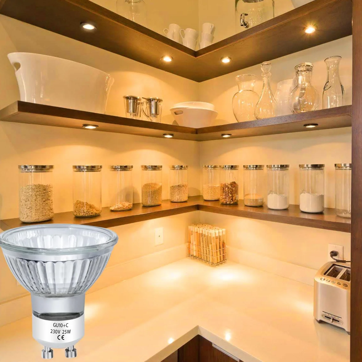 Ampoules Halogènes GU10 25W 230V MR16 Dimmable Blanc Chaud Lot de 6