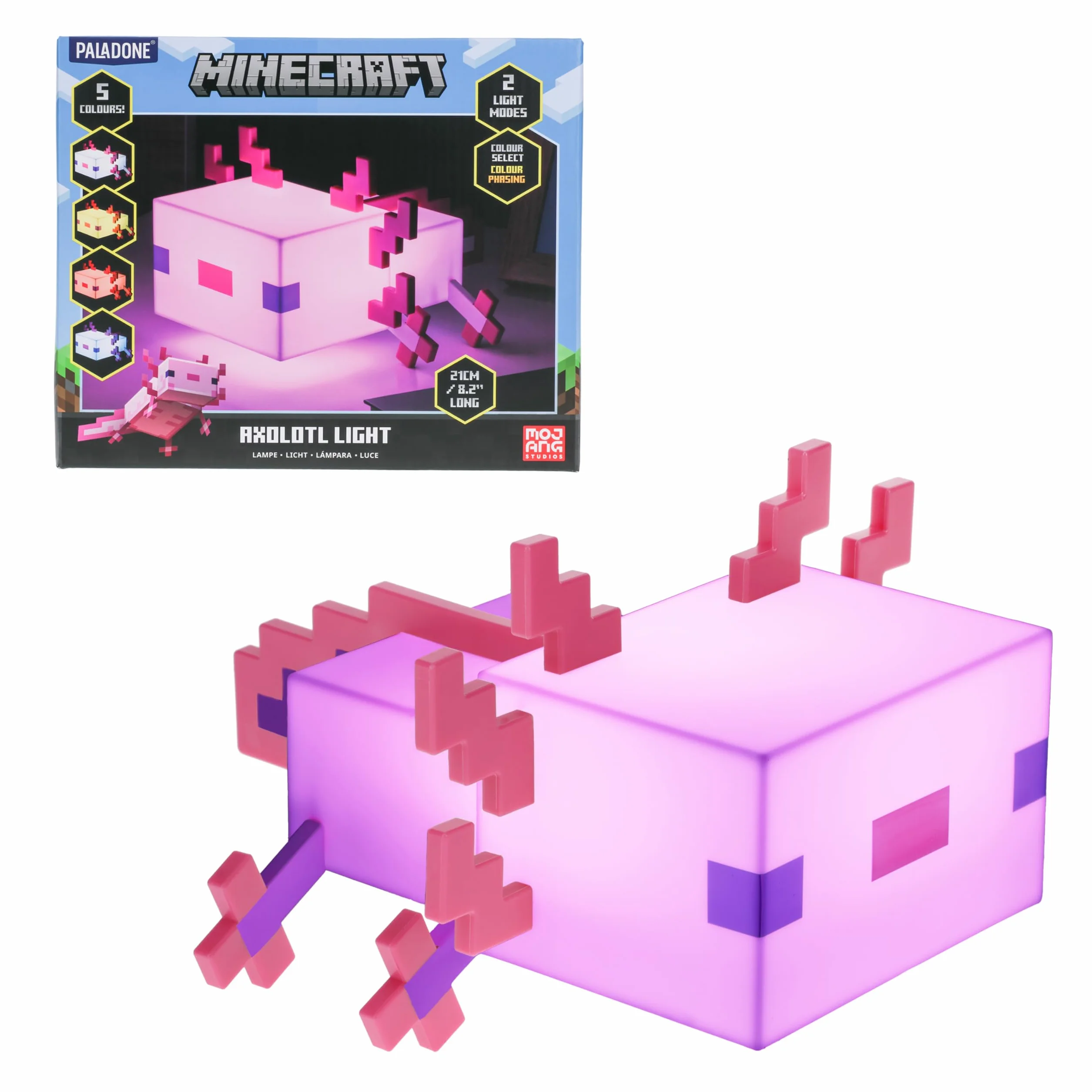 Lampe Axolotl Minecraft Officielle Cinq Modes de Couleur pour Bureau de Jeu
