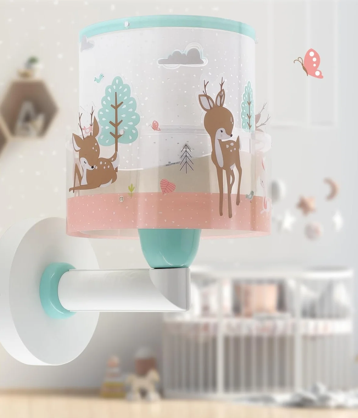 Dalber Applique Murale Enfant Loving Deer Cerf Rose E27