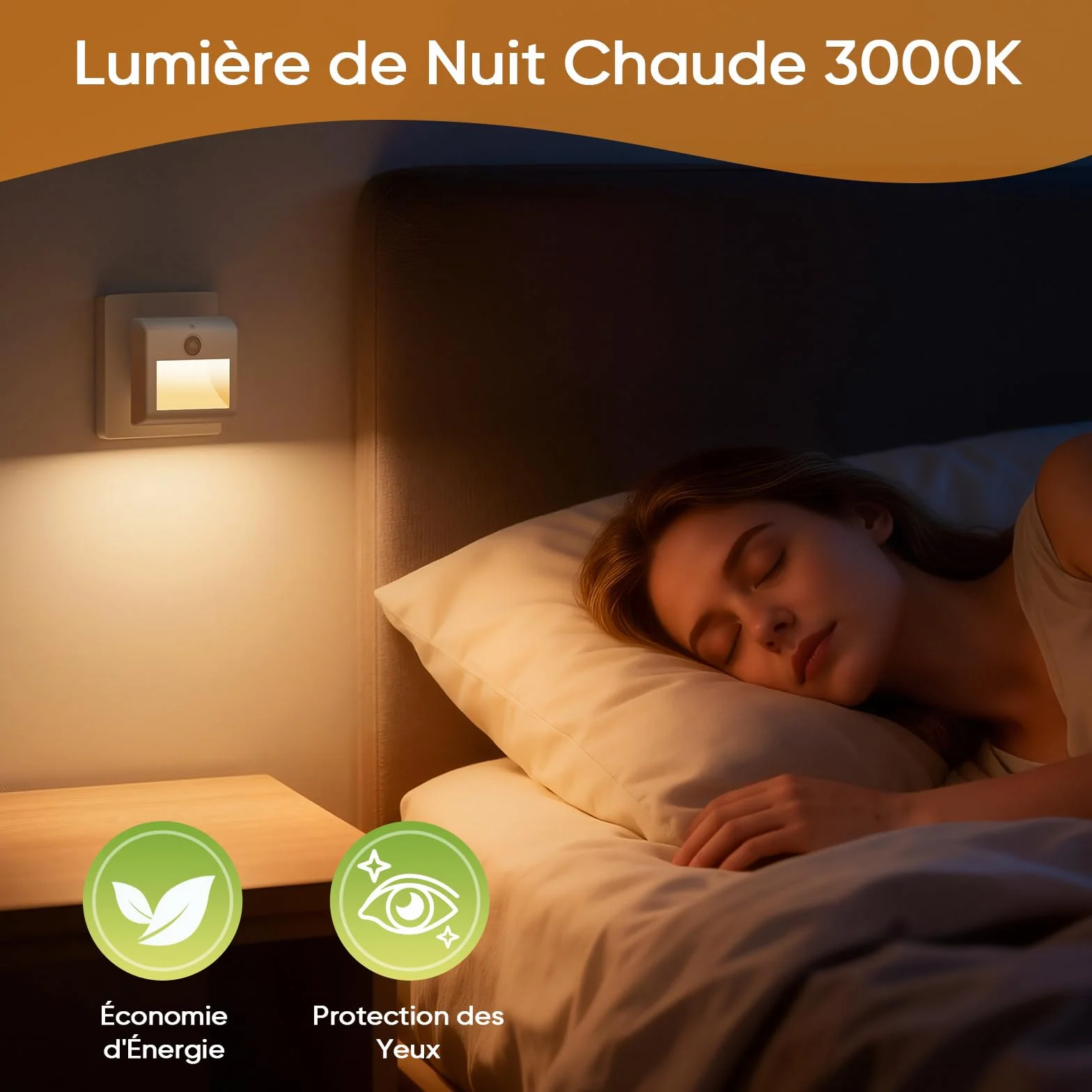 Suright Lot de 2 Veilleuses de Prise avec Détecteur de Mouvement, Lumière Blanc Chaud, 3 Modes Gradation pour Enfants