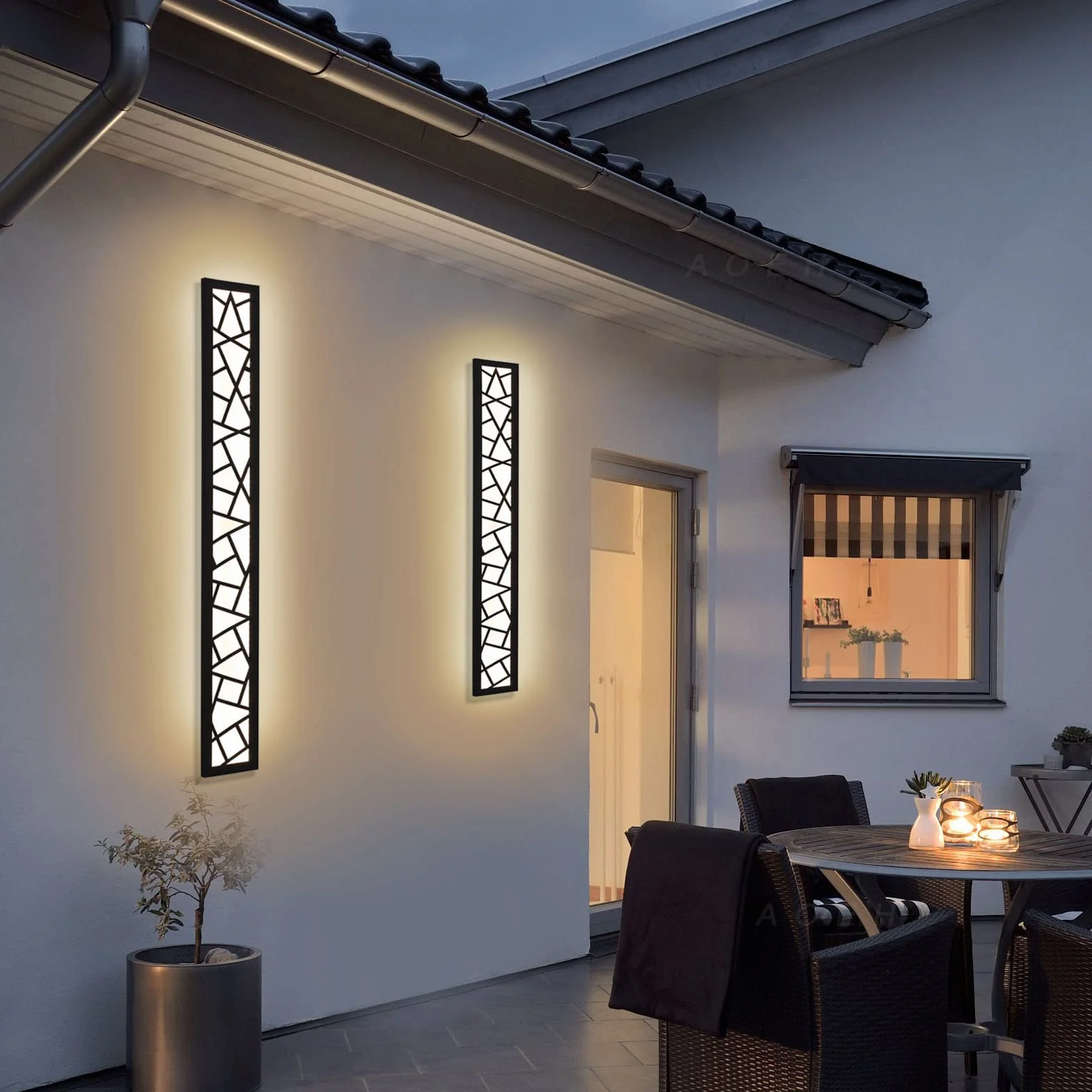 Applique Murale LED étanche IP65 Aluminium Nid d'Oiseau L60cm Blanc Chaud