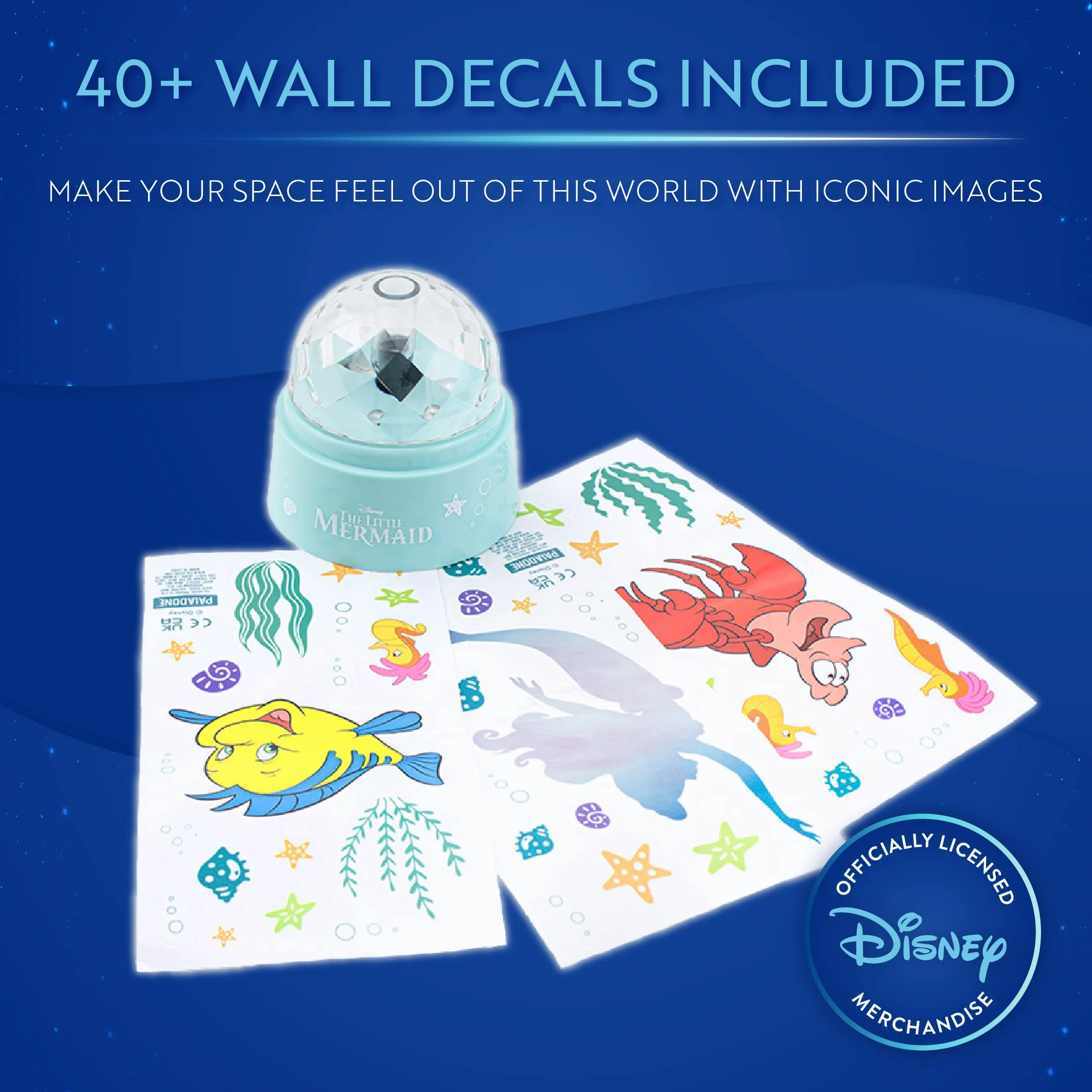 Lumière de Projection Petite Sirène Disney - Projecteur Plafond Murs avec Stickers Muraux Officiels