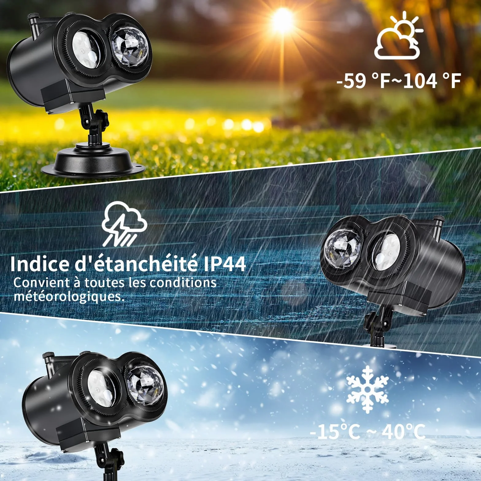 Projecteur LED Noël Extérieur Intérieur avec Télécommande 16 Motifs Effets Vagues Étanche