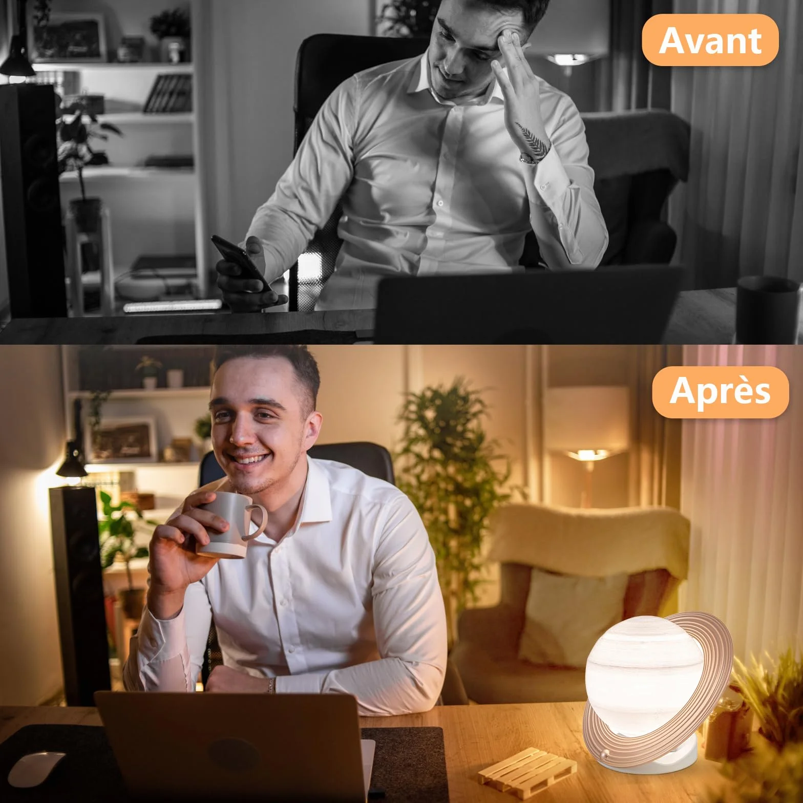 Lampe de luminothérapie 10000 Lux sans UV, 3 températures de couleur, 4 minuteries, 5 intensités lumineuses réglables, fonction mémoire
