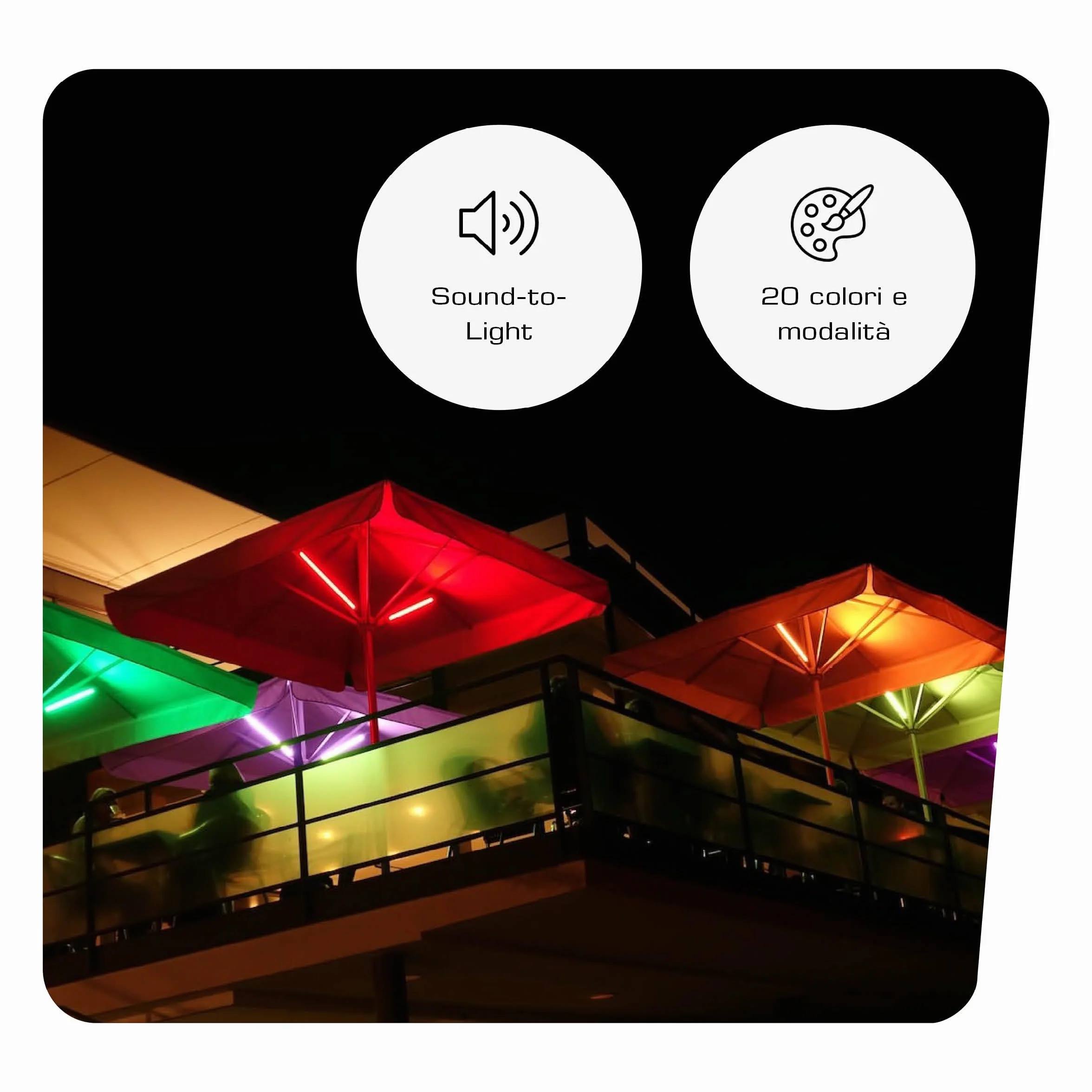 Éclairage pour parasol avec télécommande 2 bandes LED blanc chaud 1000 lumens 2700K batterie incluse lot de 2