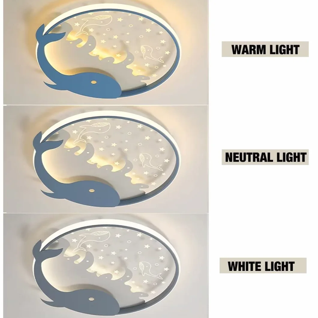 Creux Dauphin LED Plafonnier Chambre d'Enfant 28W 15.9" 3 Éclairage