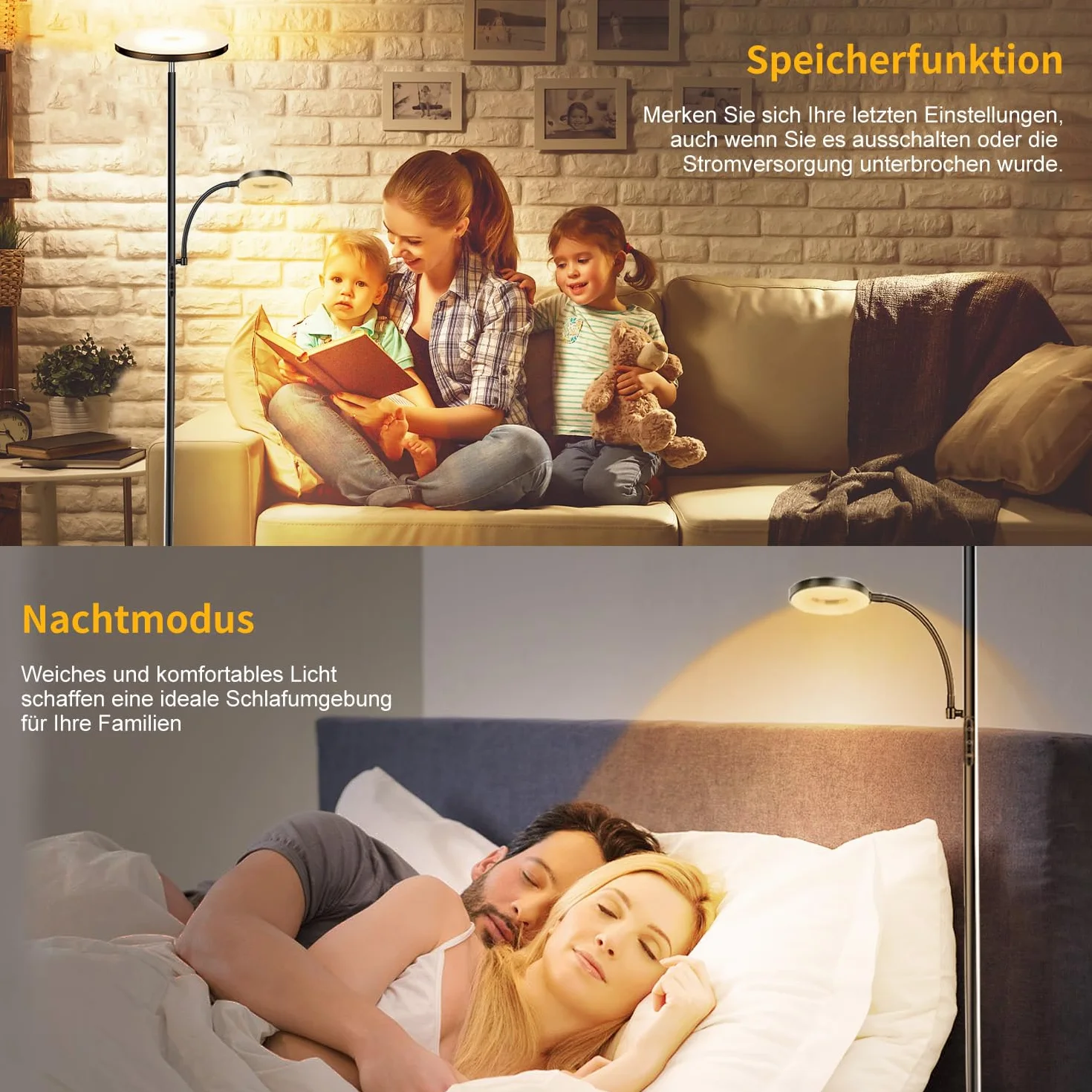 Lampadaire LED Dimmable 42W 4500LM 2700K-6500K avec Télécommande et Contrôle Tactile pour Salon Chambre Bureau