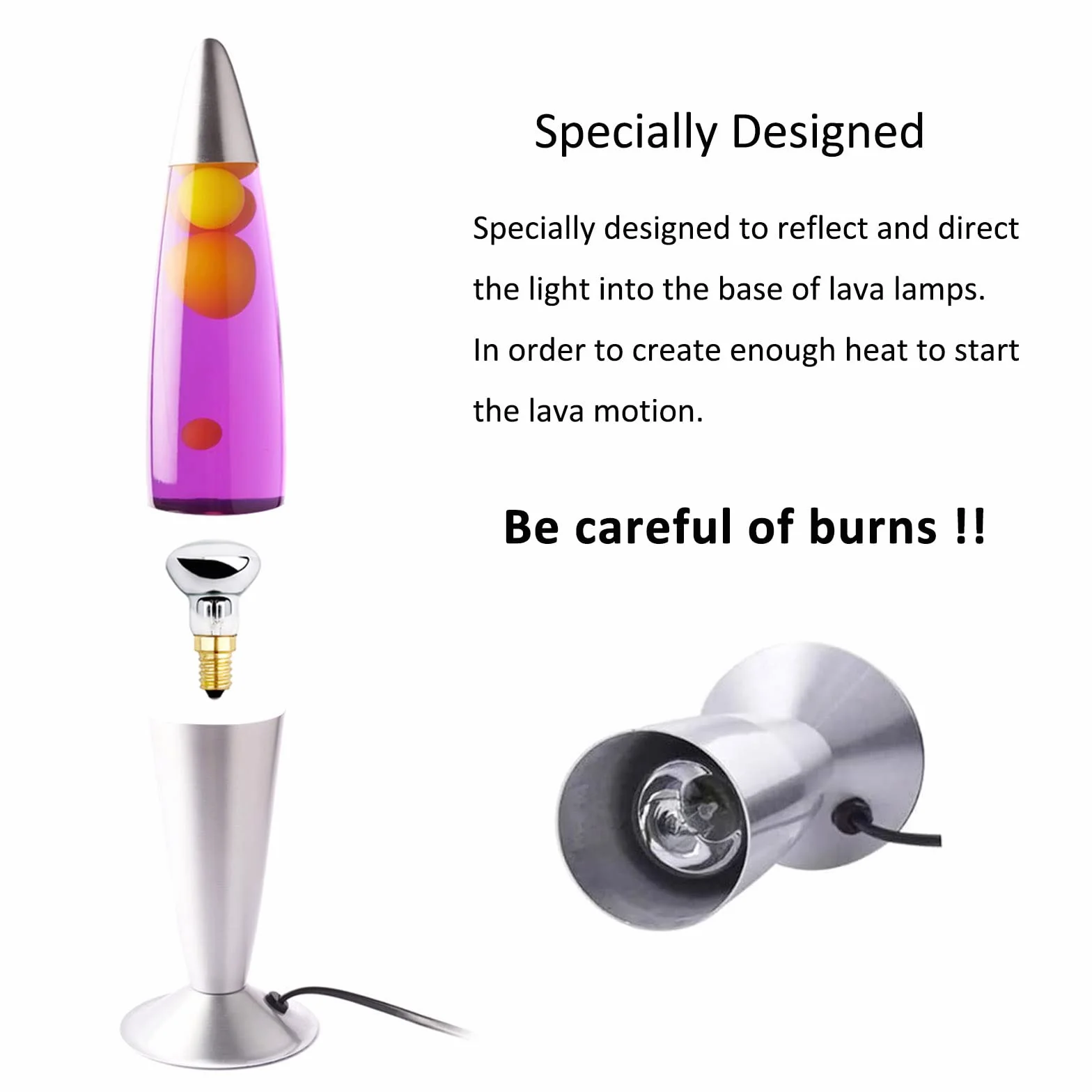 Lot de 3 ampoules à lave R39 E14 30 W 230 V blanc chaud 2600 K