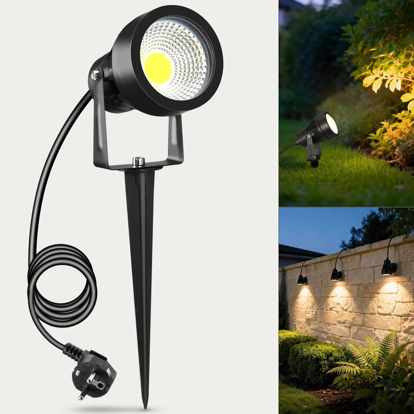 VivaLet Spot LED Extérieur 7W 700LM IP65 3000K Projecteur Jardin avec Piquet de Terre