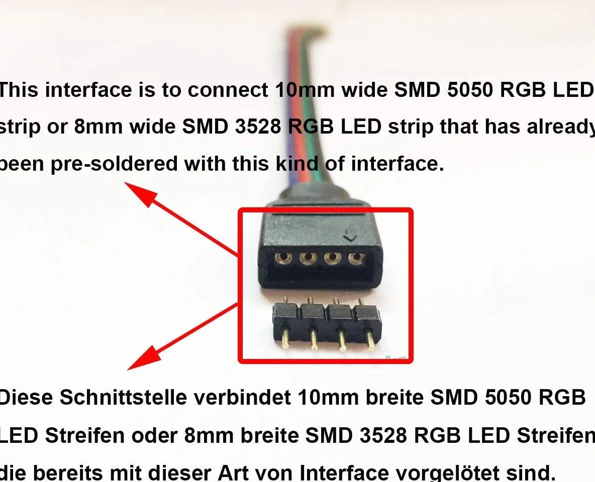 Connecteur Rapide LED RGB 5050 4 Broches 17cm Sans Soudure pour Bande LED SMD 5050/3528/2835