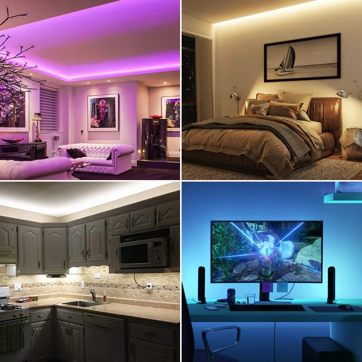 Lepro Ruban LED Intelligente de Musique 5M 24W 5050 RGB 300 LEDs WIFI Compatible Alexa Google Home
